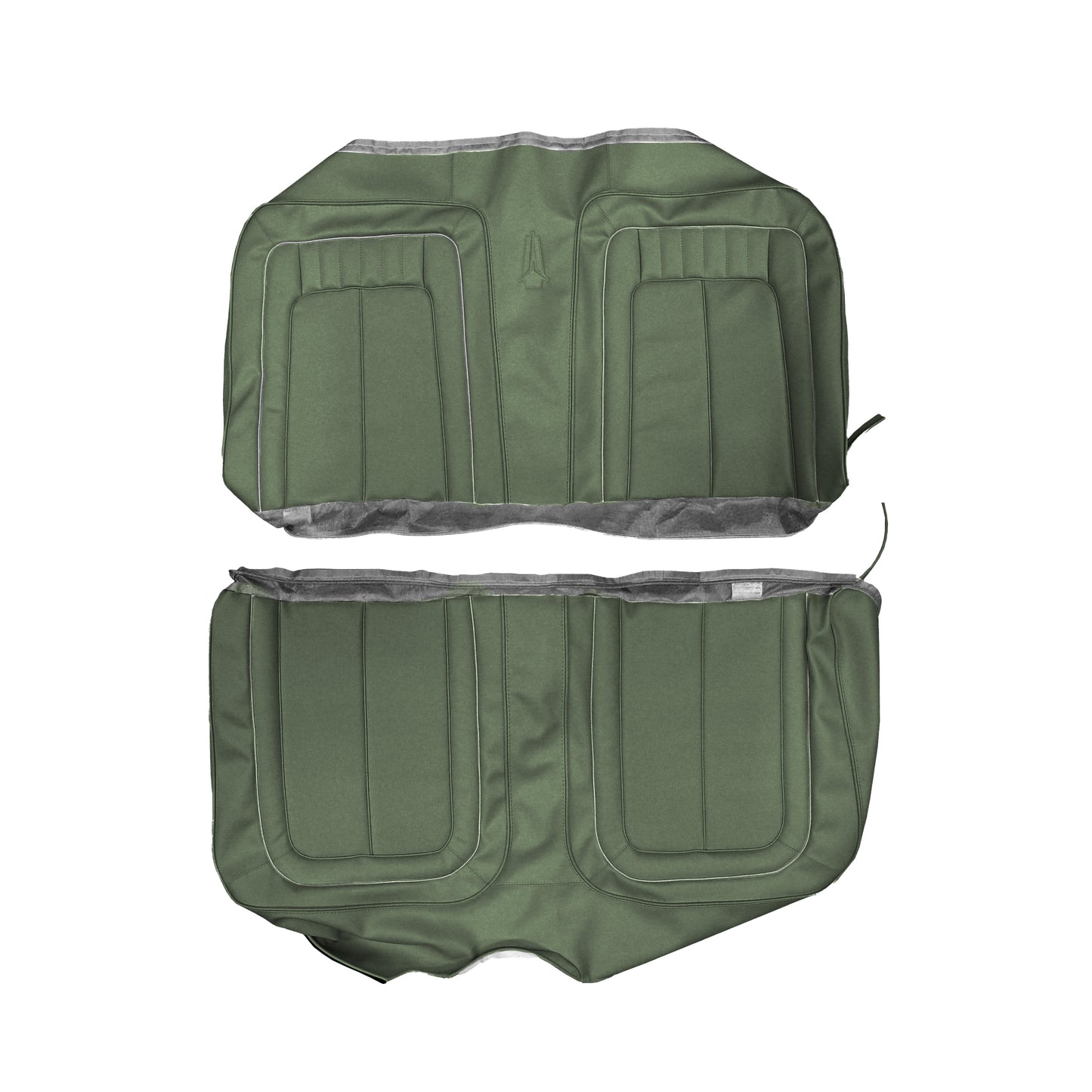 1970 SPORT SATELLITE/ROADRUNNER/GTX CONV. REAR UPHOLSTERY - DARK GREEN W/ LIGHT GREEN WELT