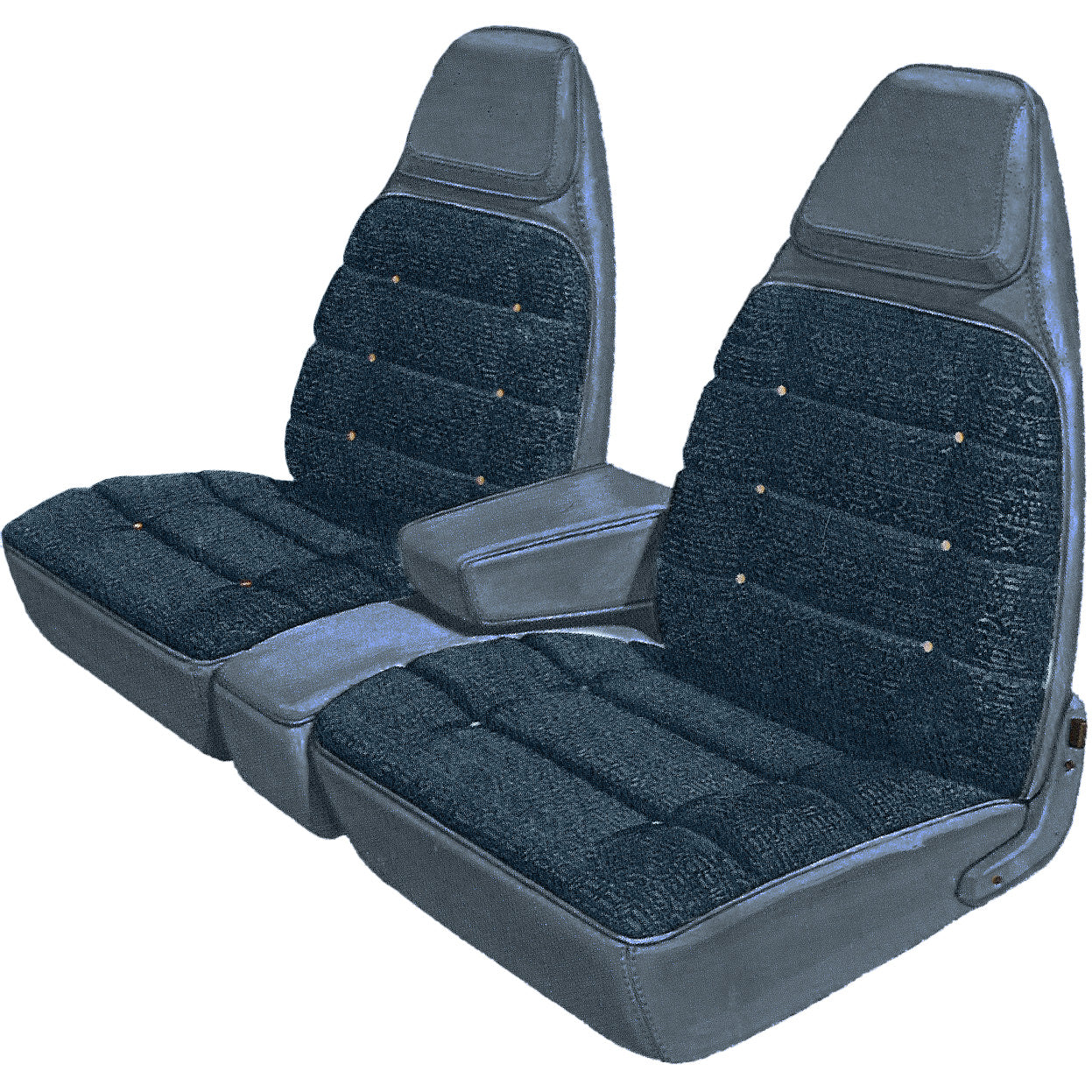74 CHARGER SE/SATELLITE SEBRING SPLIT BENCH W/ C.A.R. UPHOLSTERY - SRM BLUE CLOTH/BLUE