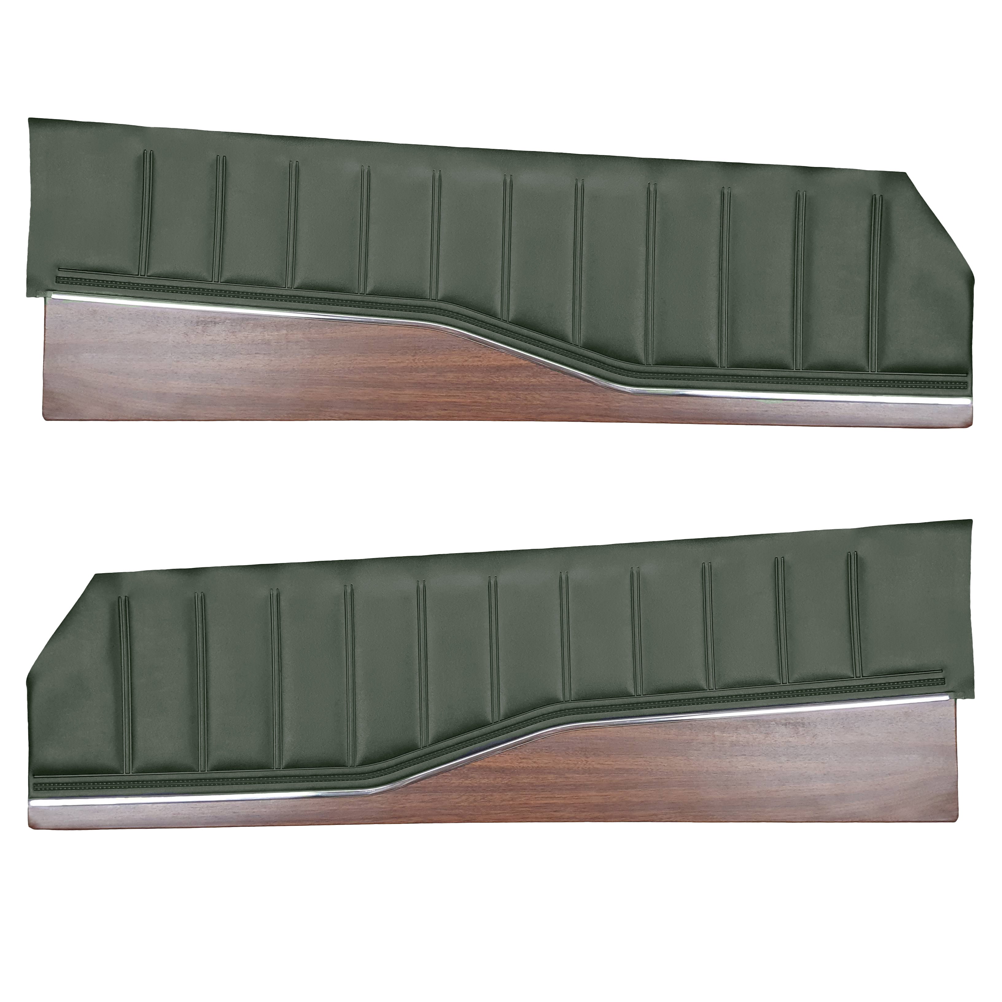72 Charger/Charger Se Upper Door Panels - Dk Green W/ Wood