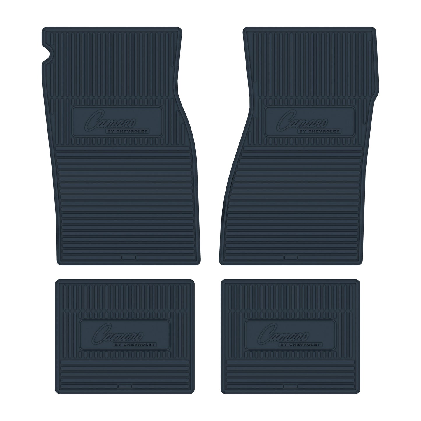 67-69 'CAMARO BY CHEVROLET' FLOOR MATS - DARK BLUE