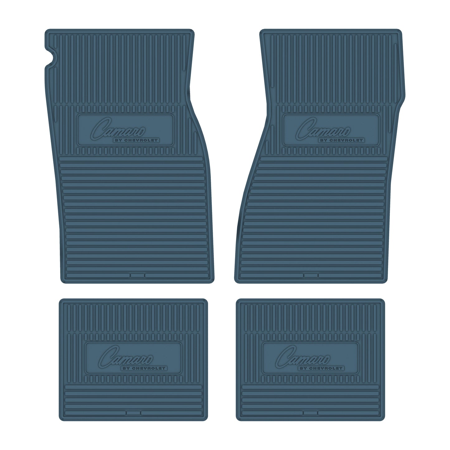67-69 'CAMARO BY CHEVROLET' FLOOR MATS - MEDIUM BLUE