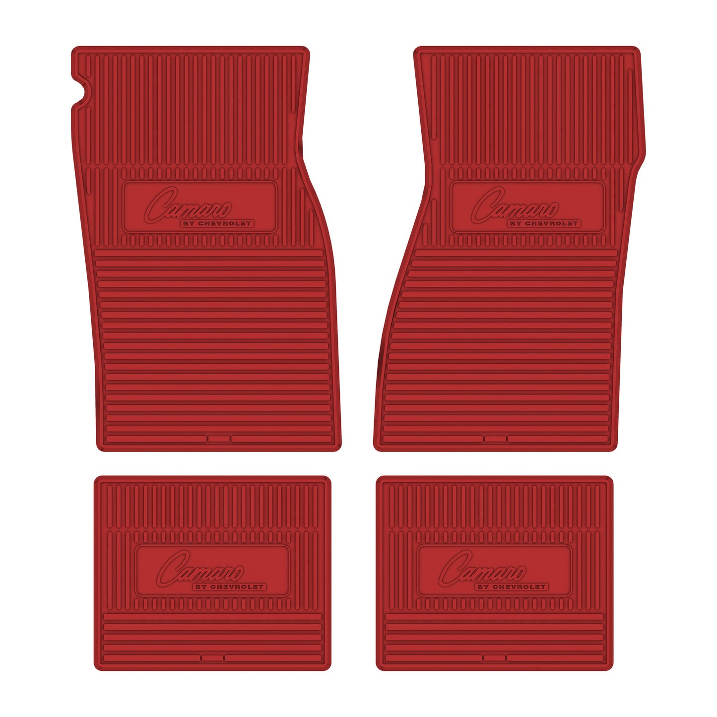 67/69 CAMARO BY CHEVROLET VINYL FLOORMATS - BRIGHT RED