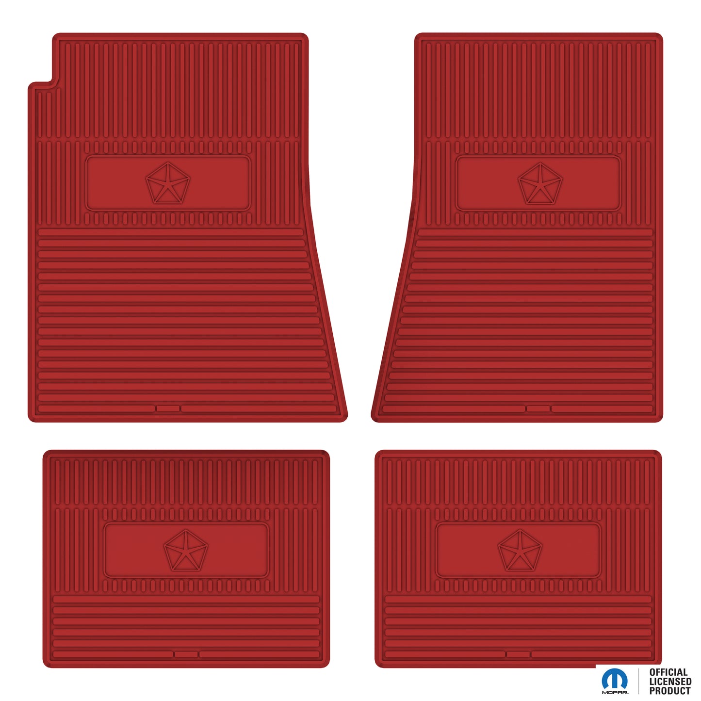 67-76 DODGE/PLYMOUTH A-BODY 'PENTASTAR' FLOOR MATS W/ AUTOMATIC TRANSMISSION - BRIGHT RED