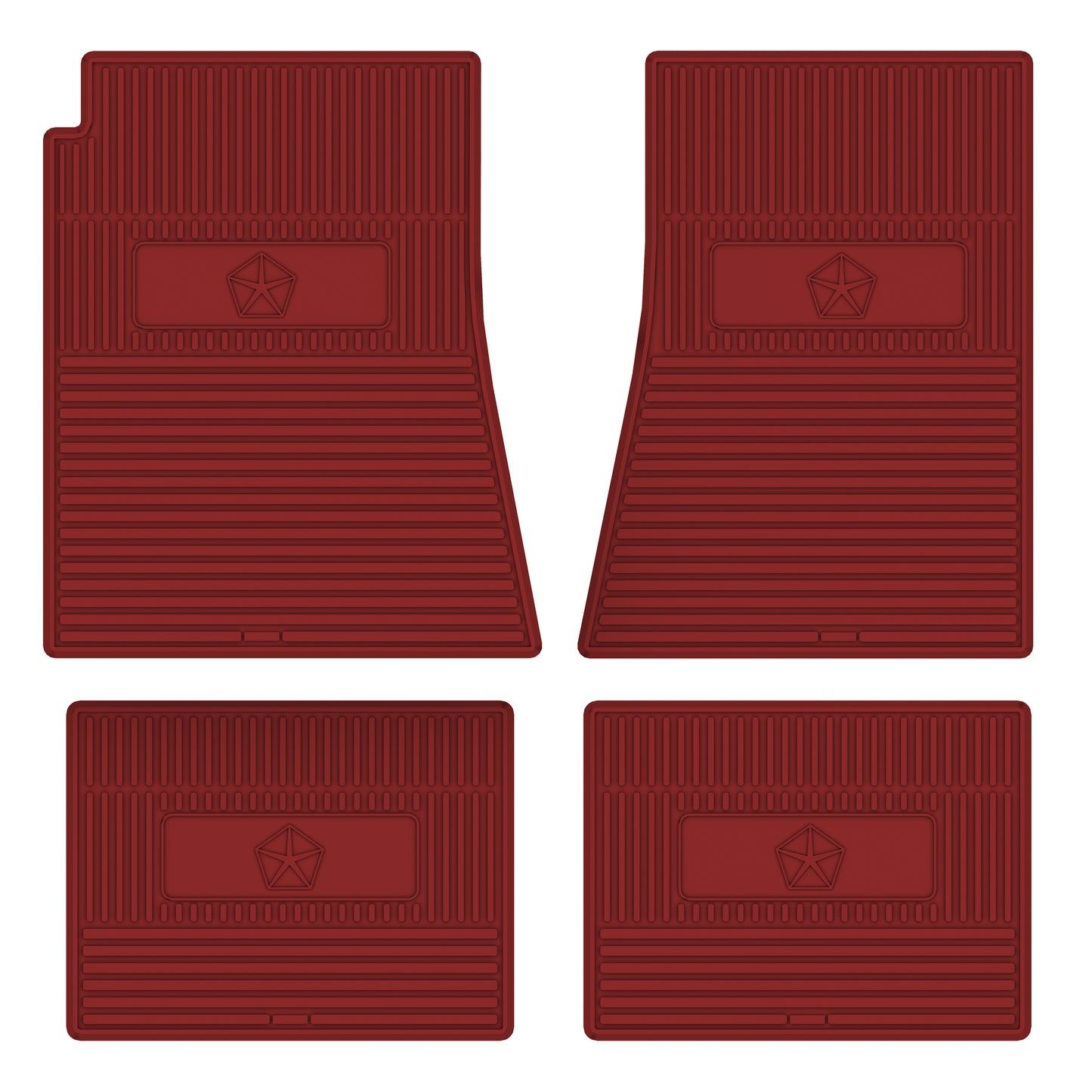 67-76 DODGE/PLYMOUTH A-BODY 'PENTASTAR' FLOOR MATS W/ AUTOMATIC TRANSMISSION - RED