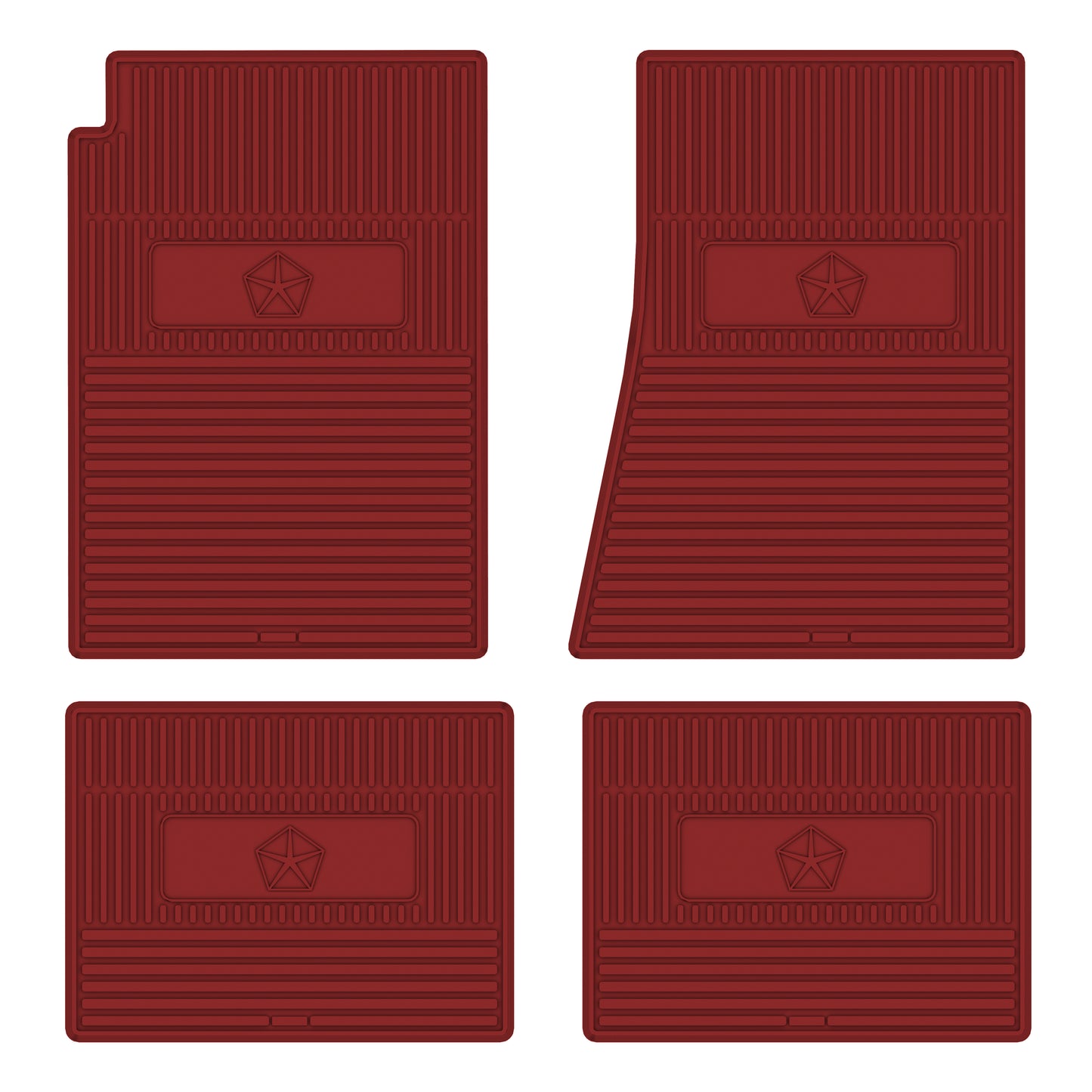 67-76 DODGE/PLYMOUTH A-BODY 'PENTASTAR' FLOOR MATS W/ MANUAL TRANSMISSION - RED
