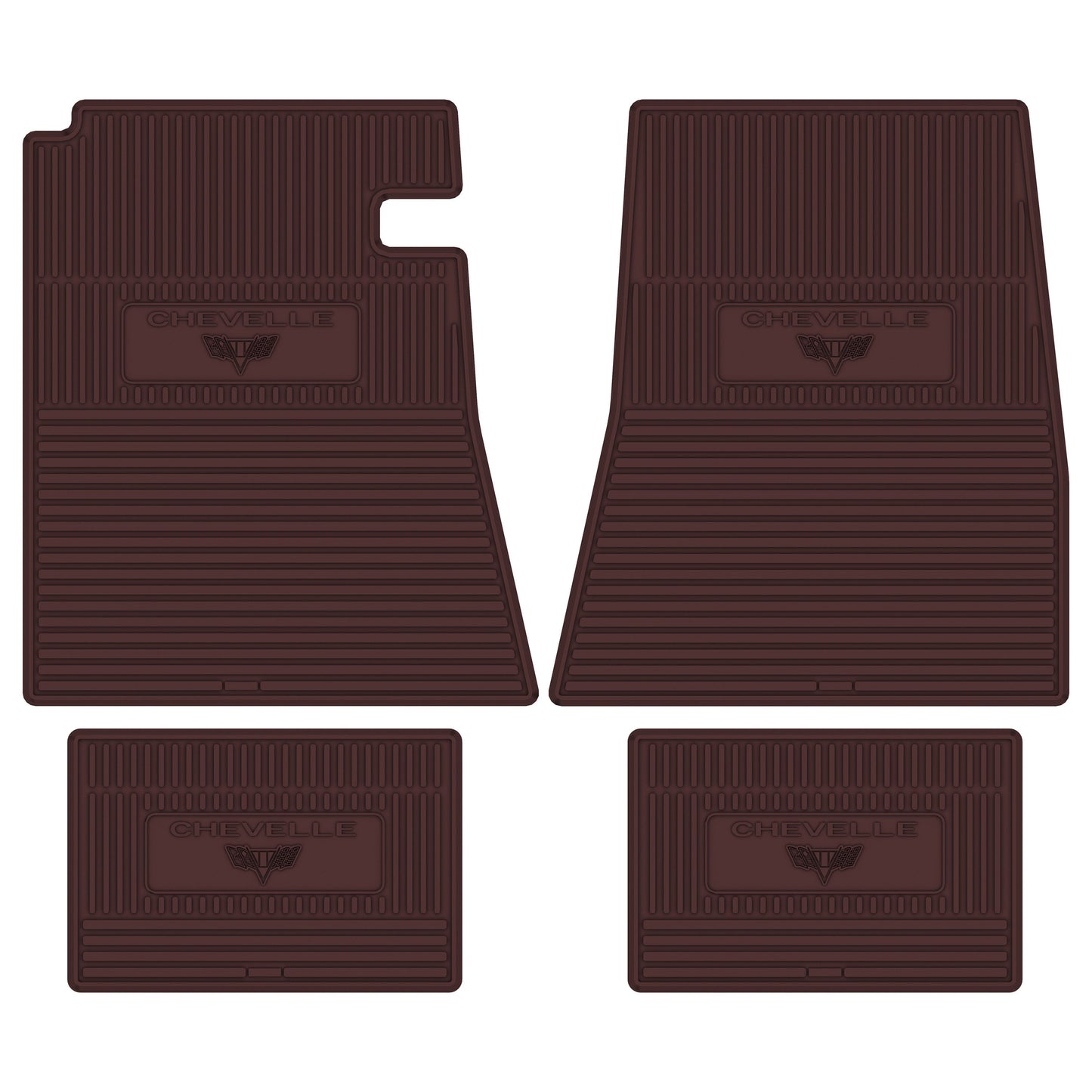 66-67 CHEVROLET 'CHEVELLE W/ FLAG' FLOOR MATS - MAROON