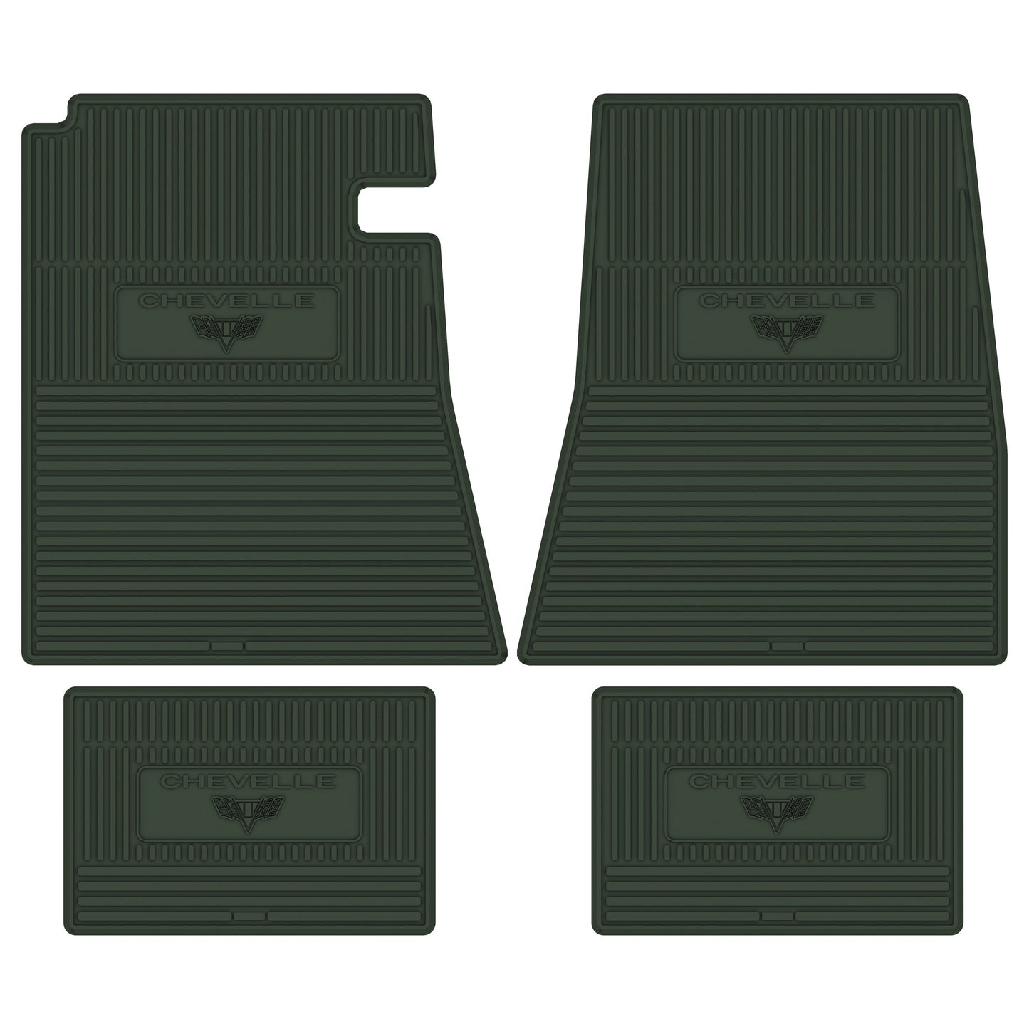 66-67 CHEVROLET 'CHEVELLE W/ FLAG' FLOOR MATS - GREEN