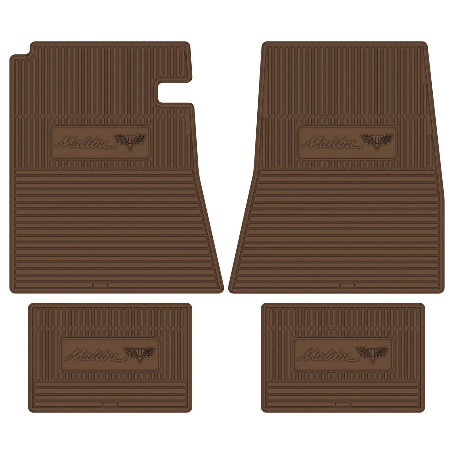 66-67 CHEVROLET 'MALIBU W/ FLAG' FLOOR MATS - SADDLE