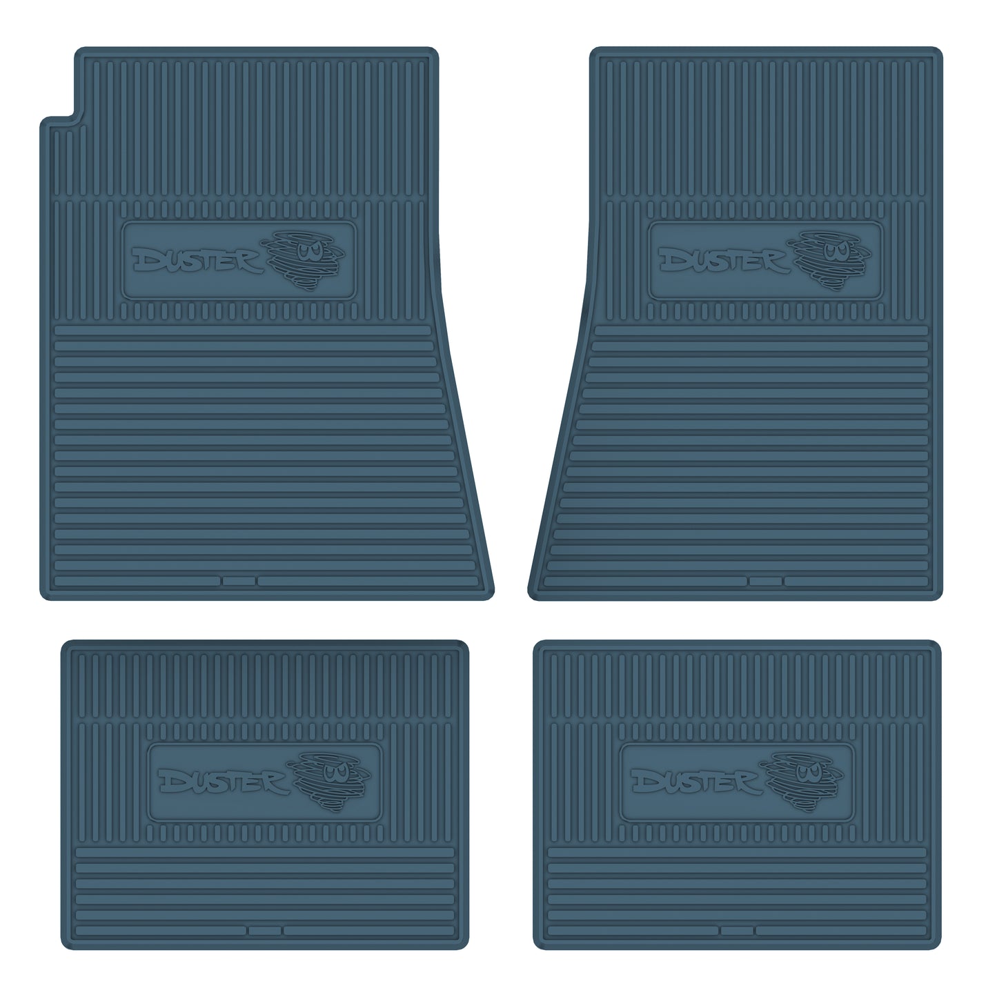 70-76 PLYMOUTH 'DUSTER W/ DUST CLOUD' FLOOR MATS W/ AUTOMATIC TRANSMISSION - MEDIUM BLUE