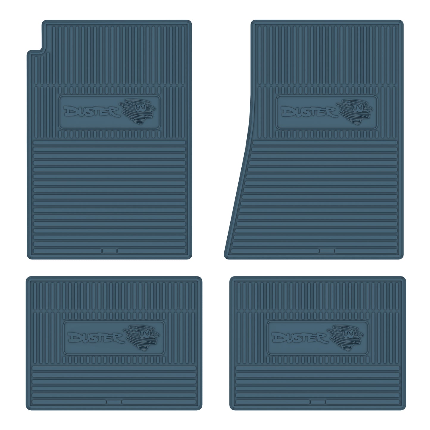 70-76 PLYMOUTH 'DUSTER W/ DUST CLOUD' FLOOR MATS W/ MANUAL TRANSMISSION - MEDIUM BLUE