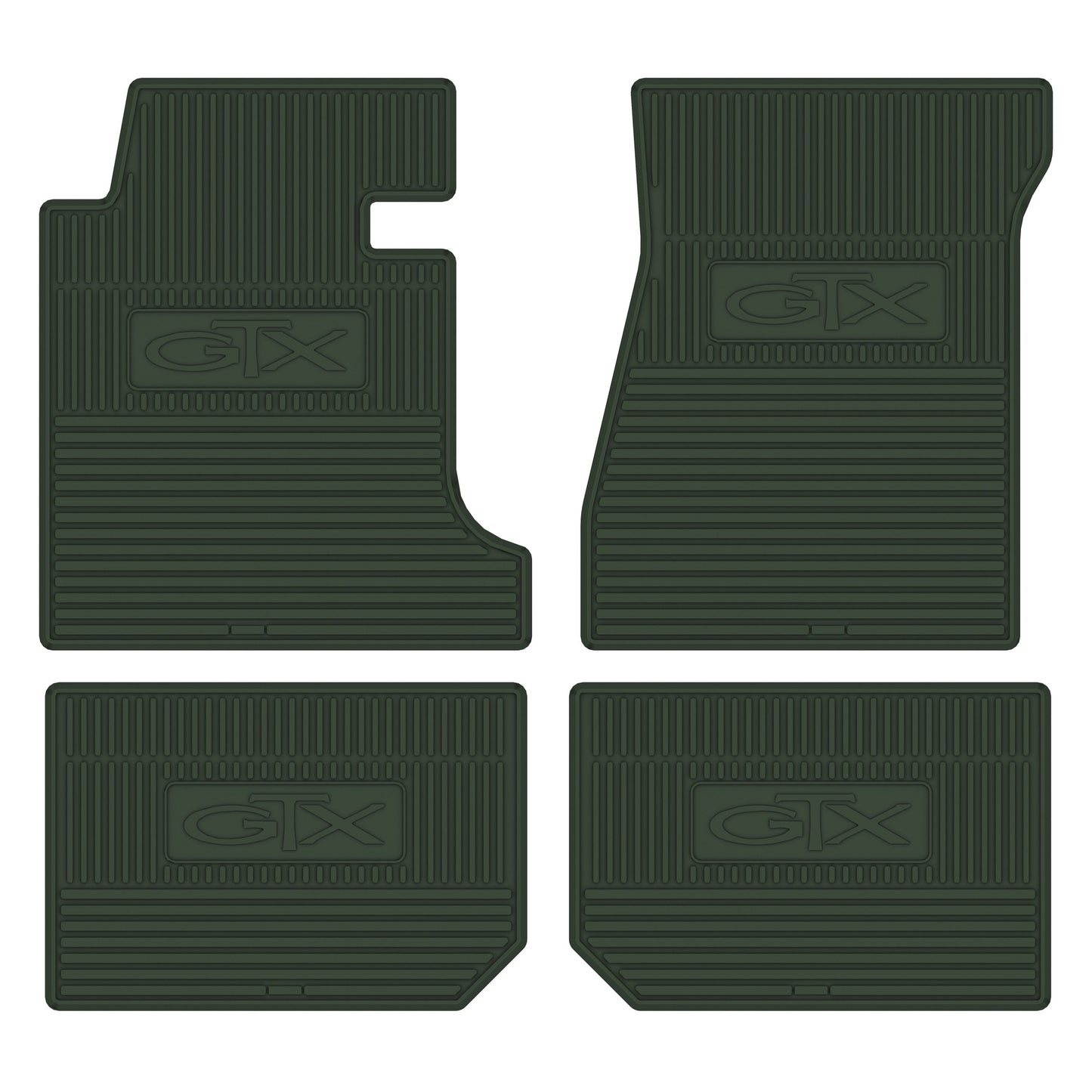 67-70 PLYMOUTH 'GTX' FLOOR MATS W/ MANUAL TRANSMISSION - GREEN