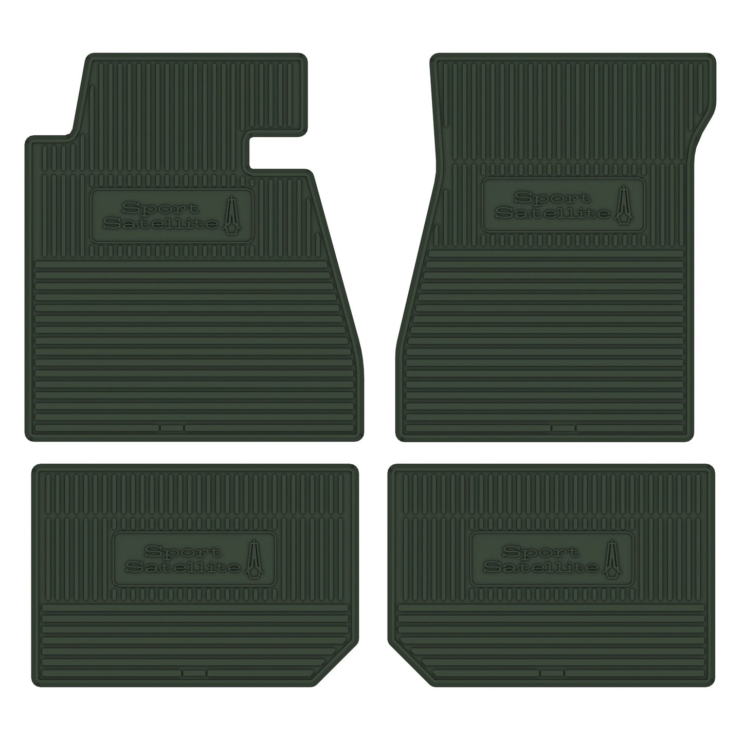 69-70 PLYMOUTH 'SPORT SATELLITE' FLOOR MATS W/ AUTOMATIC TRANSMISSION - GREEN