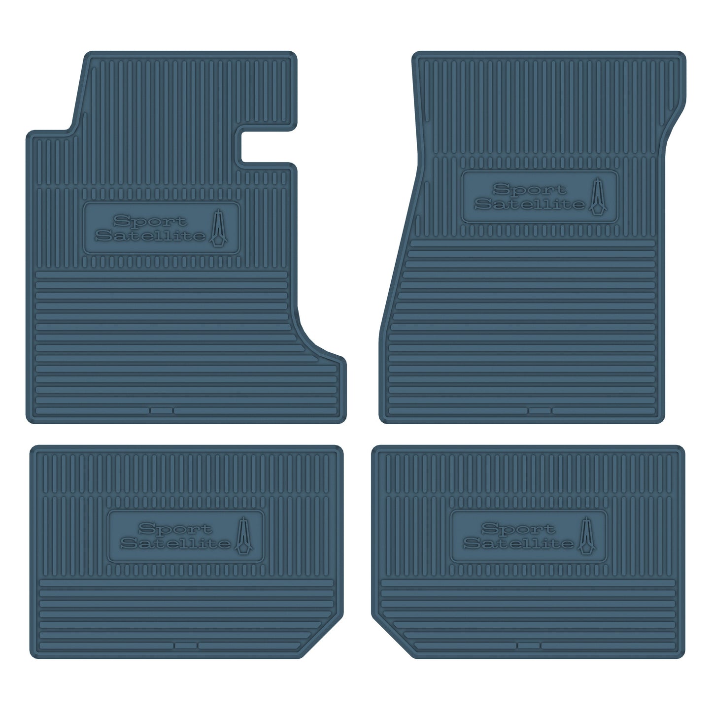 69-70 PLYMOUTH 'SPORT SATELLITE' FLOOR MATS W/ MANUAL TRANSMISSION - MEDIUM BLUE