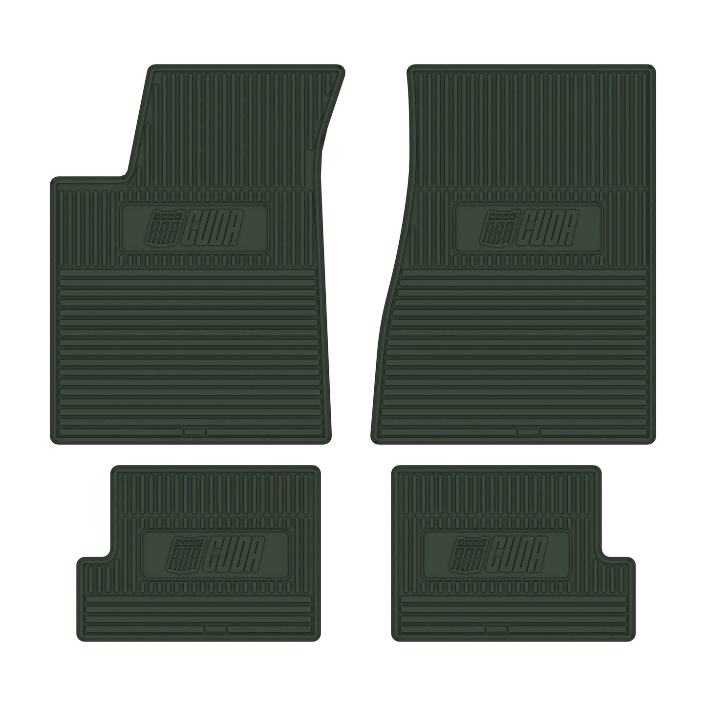 70 PLYMOUTH 'AAR 'CUDA' FLOOR MATS W/ MANUAL TRANSMISSION - GREEN