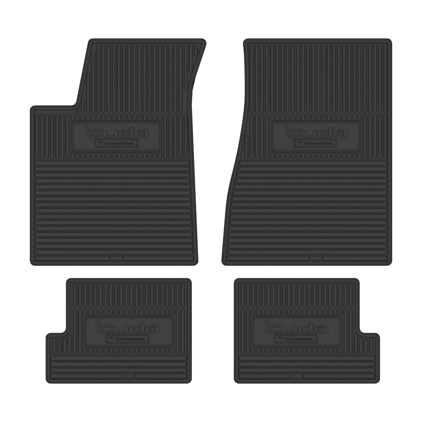 70-74 PLYMOUTH 'CUDA BY PLYMOUTH' FLOOR MATS W/ TRANSMISSION - BLACK