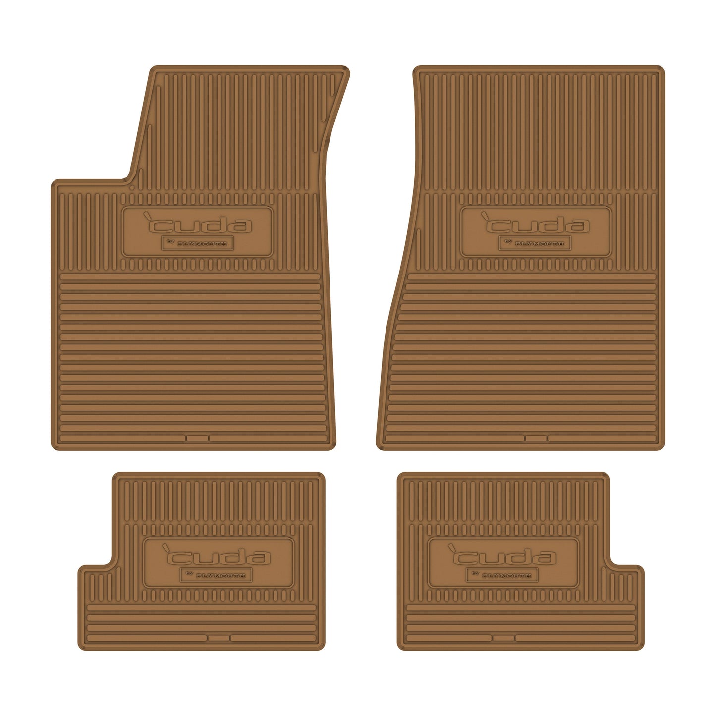 70-74 PLYMOUTH 'CUDA BY PLYMOUTH' FLOOR MATS W/ TRANSMISSION - GOLD