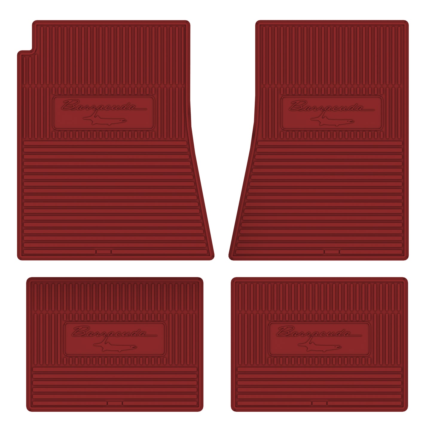 67-69 PLYMOUTH 'BARRACUDA W/ FISH' FLOOR MATS W/ AUTOMATIC TRANSMISSION - RED