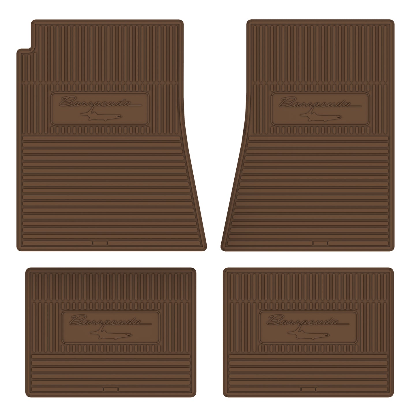67-69 PLYMOUTH 'BARRACUDA W/ FISH' FLOOR MATS W/ AUTOMATIC TRANSMISSION - SADDLE