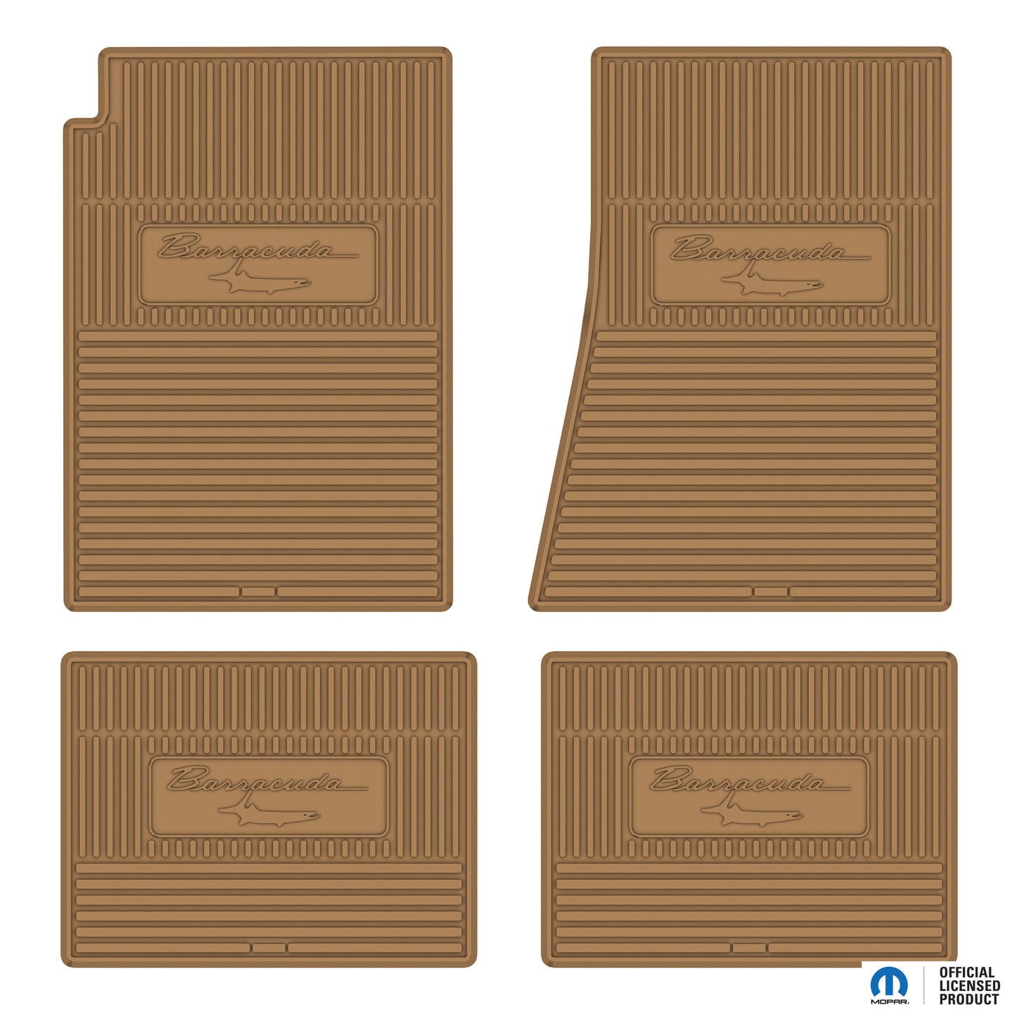 67-69 PLYMOUTH 'BARRACUDA W/ FISH' FLOOR MATS W/ MANUAL TRANSMISSION - GOLD