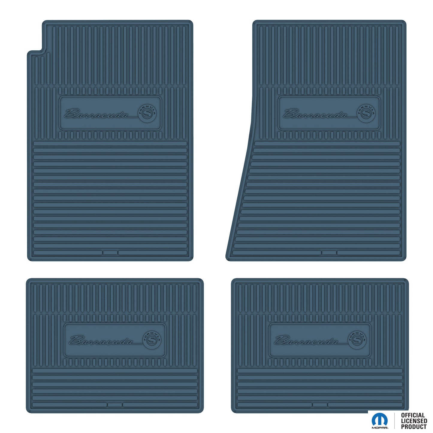 67-69 PLYMOUTH 'BARRACUDA FORMULA S' FLOOR MATS W/ MANUAL TRANSMISSION - MEDIUM BLUE