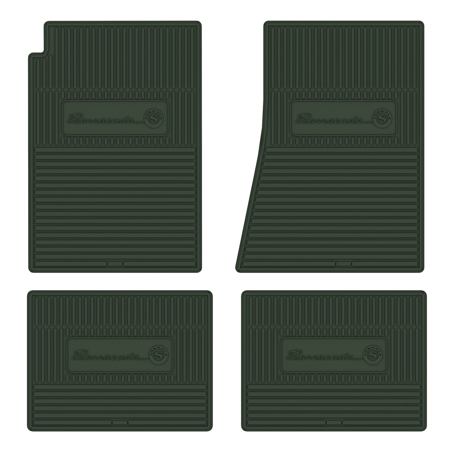 67-69 PLYMOUTH 'BARRACUDA FORMULA S' FLOOR MATS W/ MANUAL TRANSMISSION - GREEN