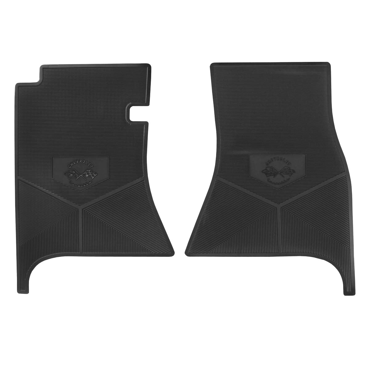 53-55 CHEVROLET 'CORVETTE W/ FLAG' FLOOR MATS - BLACK
