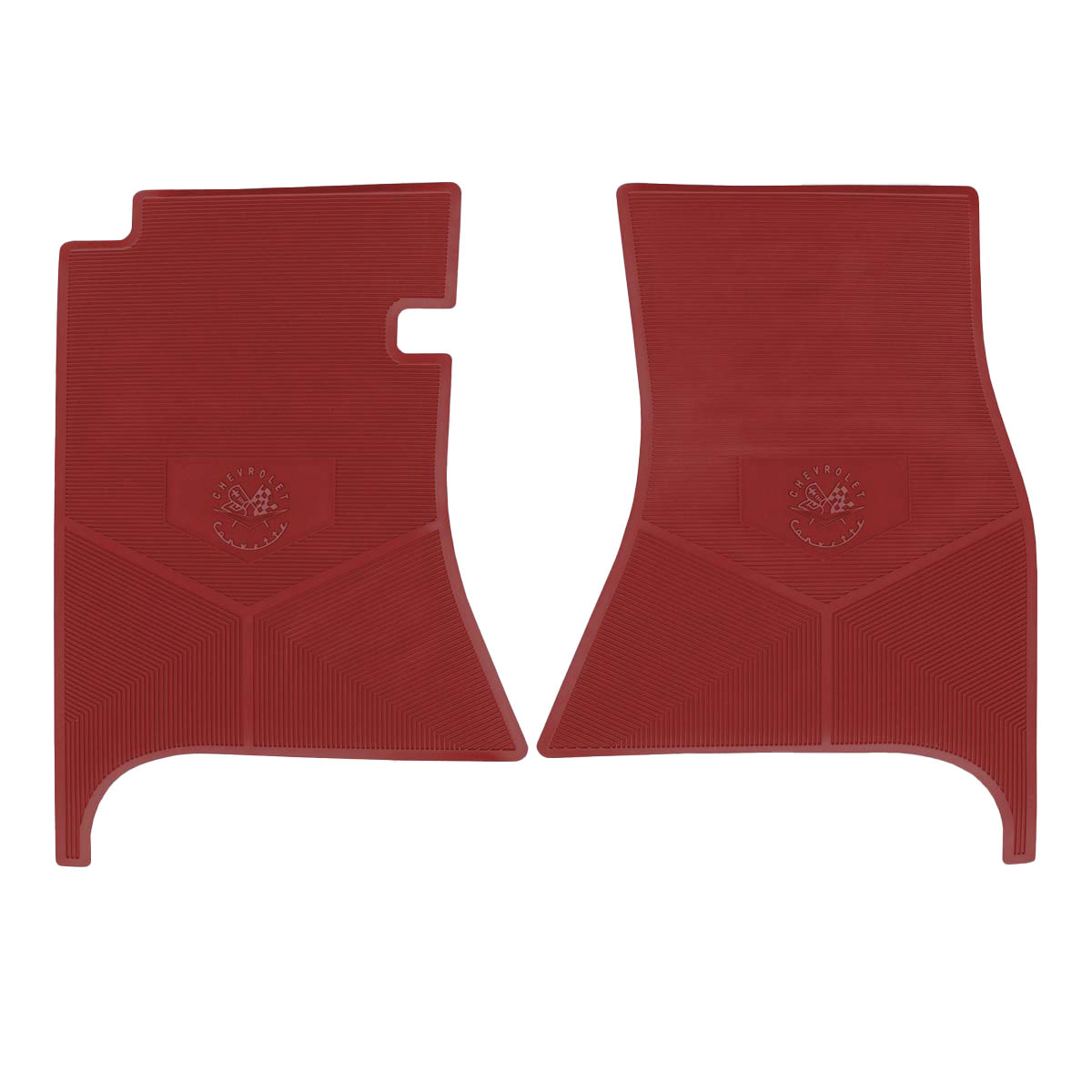 56-57 CHEVROLET 'CORVETTE W/ FLAG' FLOOR MATS - RED