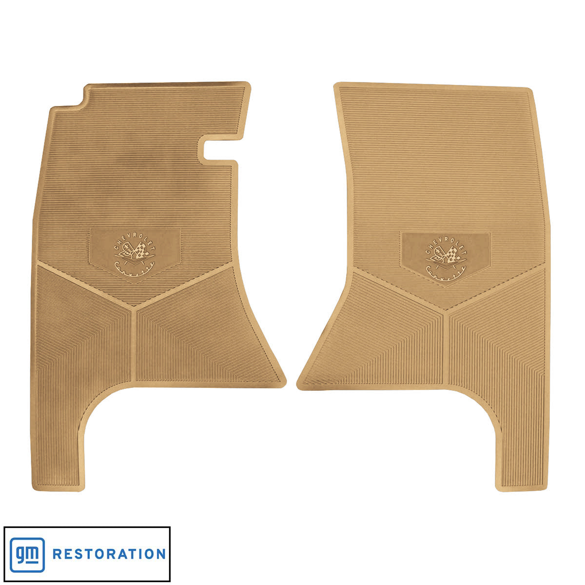 56-57 CHEVROLET 'CORVETTE W/ FLAG' FLOOR MATS - GOLD