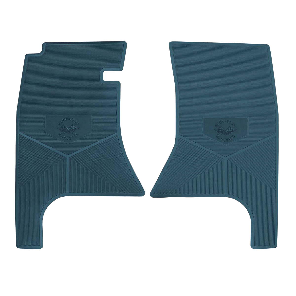 58-60 CHEVROLET 'CORVETTE W/ FLAG' FLOOR MATS - TURQUOISE