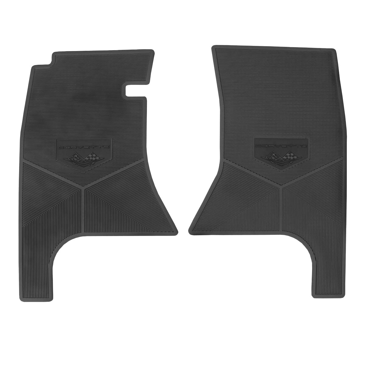61 CHEVROLET 'CORVETTE W/ FLAG' FLOOR MATS - BLACK