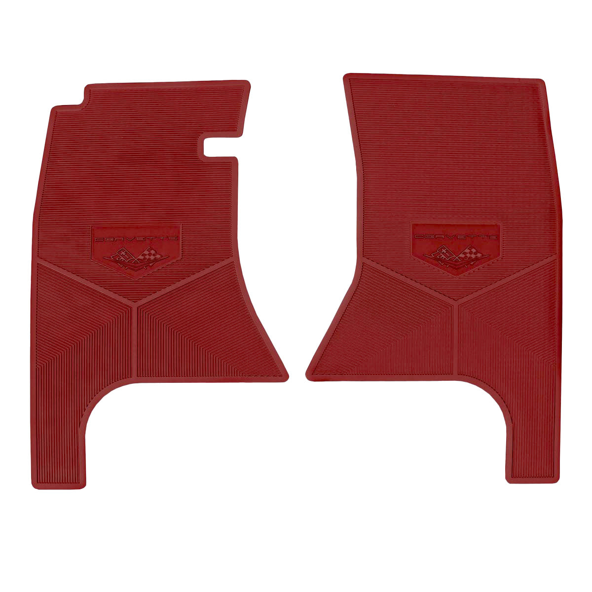 61 CHEVROLET 'CORVETTE W/ FLAG' FLOOR MATS - RED