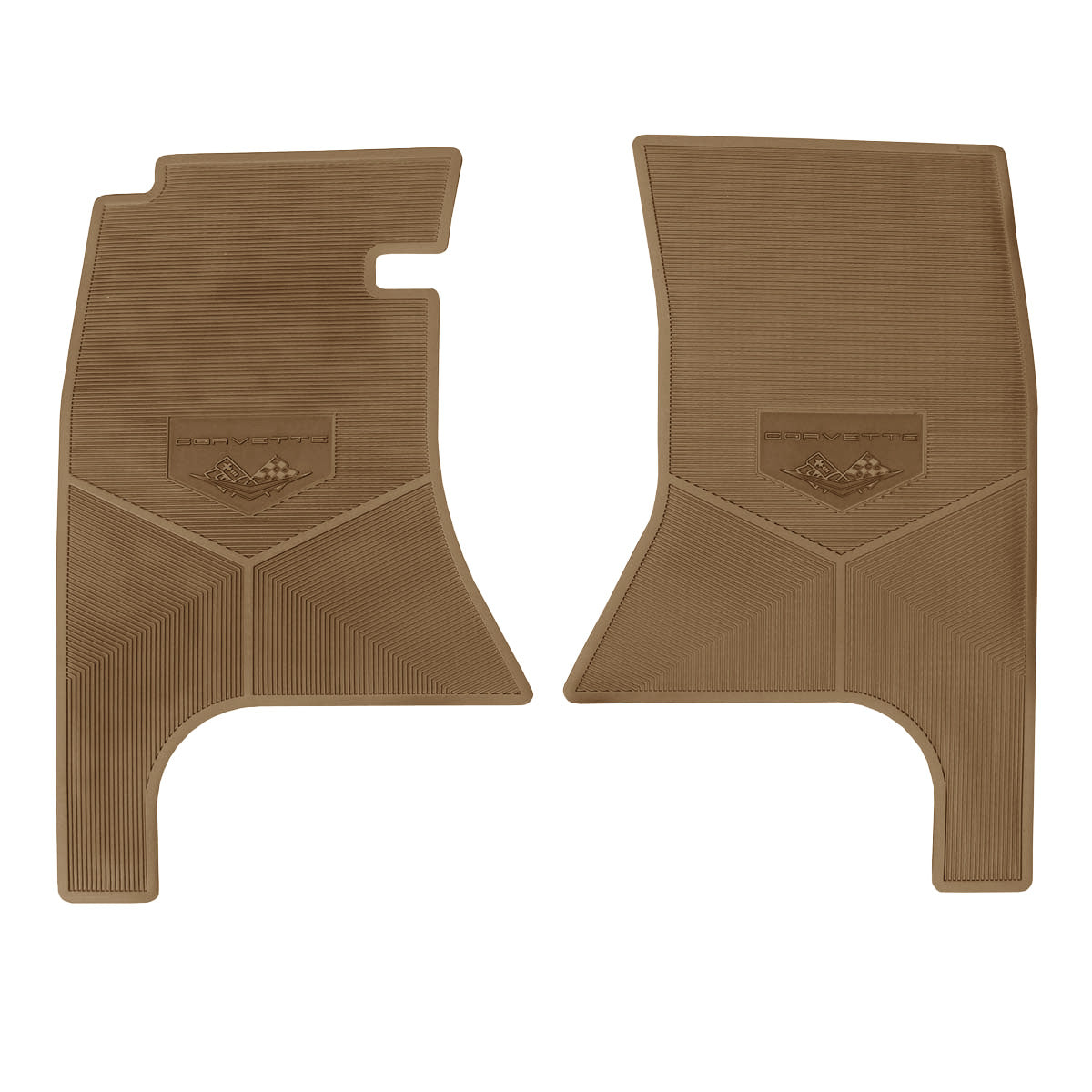 61 CHEVROLET 'CORVETTE W/ FLAG' FLOOR MATS - TAN