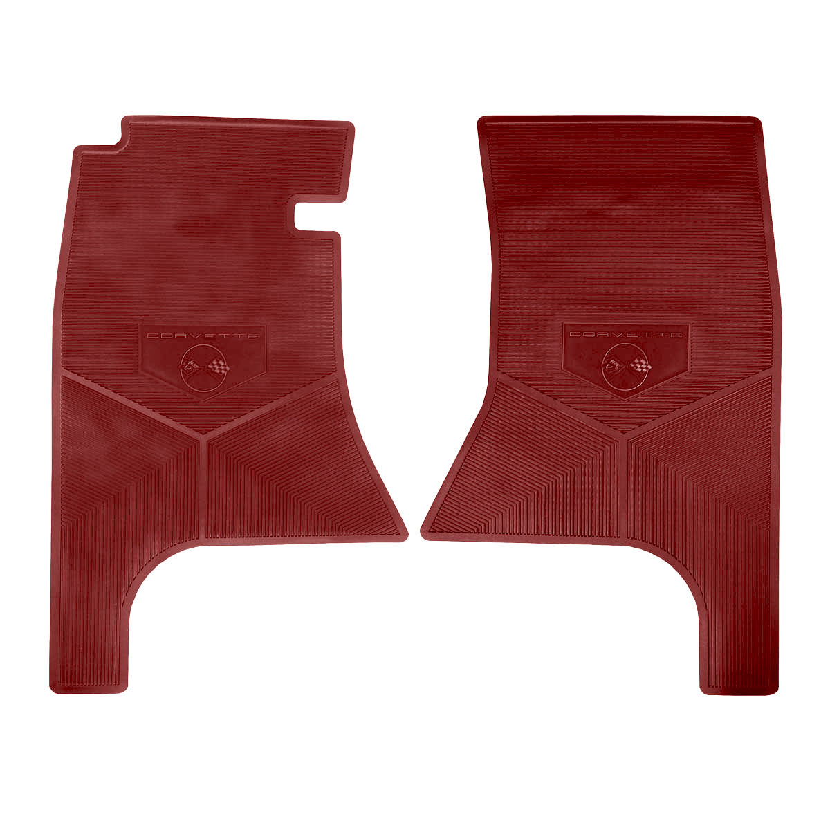 62 CHEVROLET 'CORVETTE W/ FLAG' FLOOR MATS - RED
