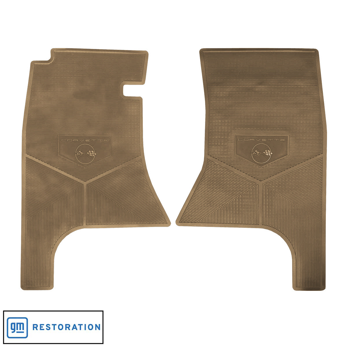 62 CHEVROLET 'CORVETTE W/ FLAG' FLOOR MATS - DARK GOLD