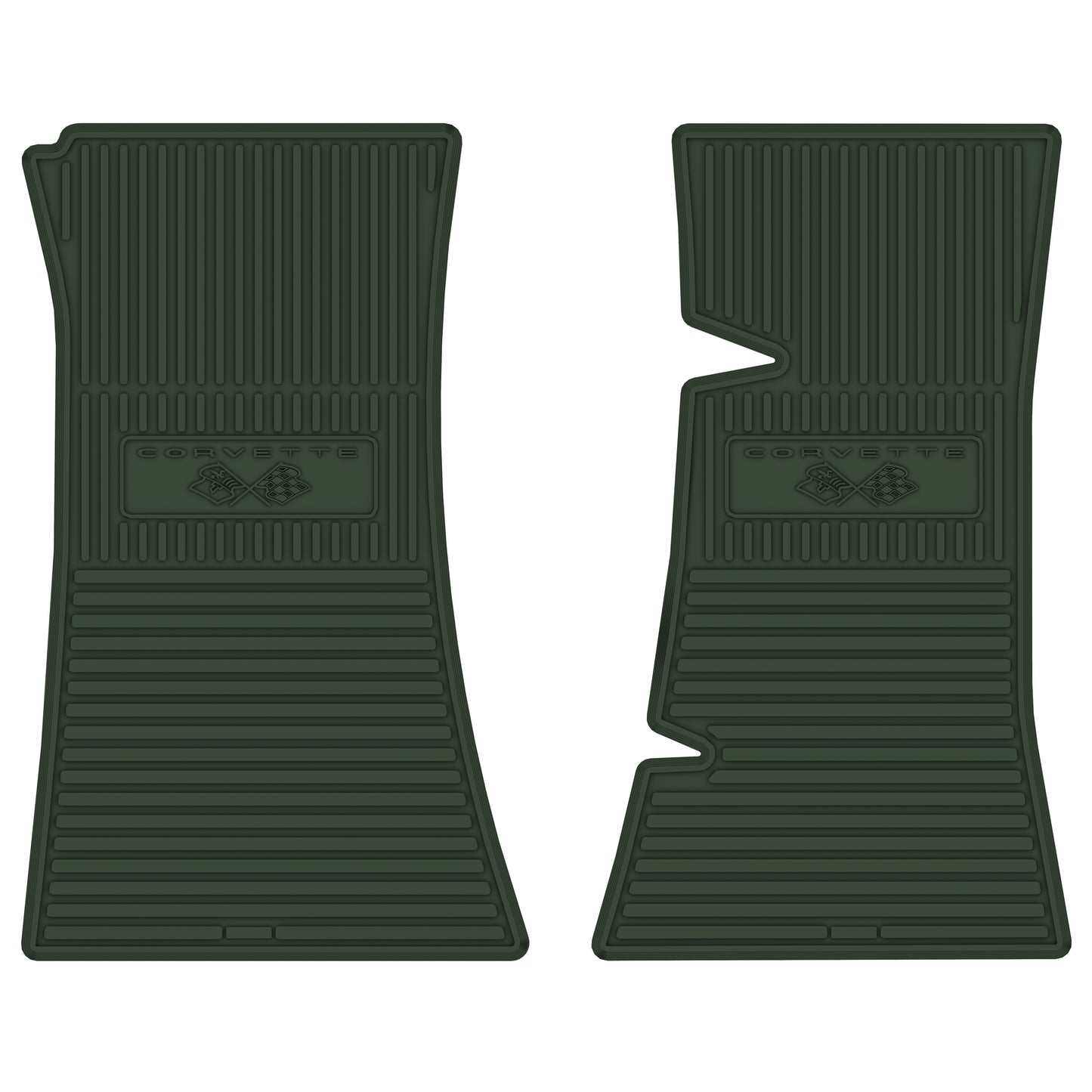 68-73 CHEVROLET 'CORVETTE W/ FLAG' FLOOR MATS - GREEN