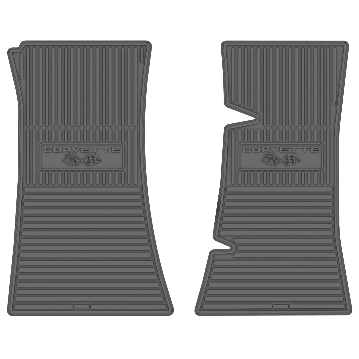 74-75 CHEVROLET 'CORVETTE W/ FLAG' FLOOR MATS - GRAY