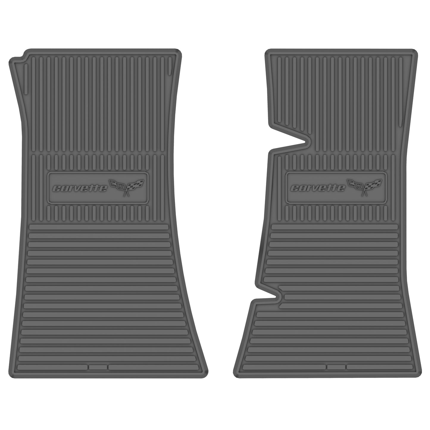 77-79 CHEVROLET 'CORVETTE W/ FLAG' FLOOR MATS - GRAY