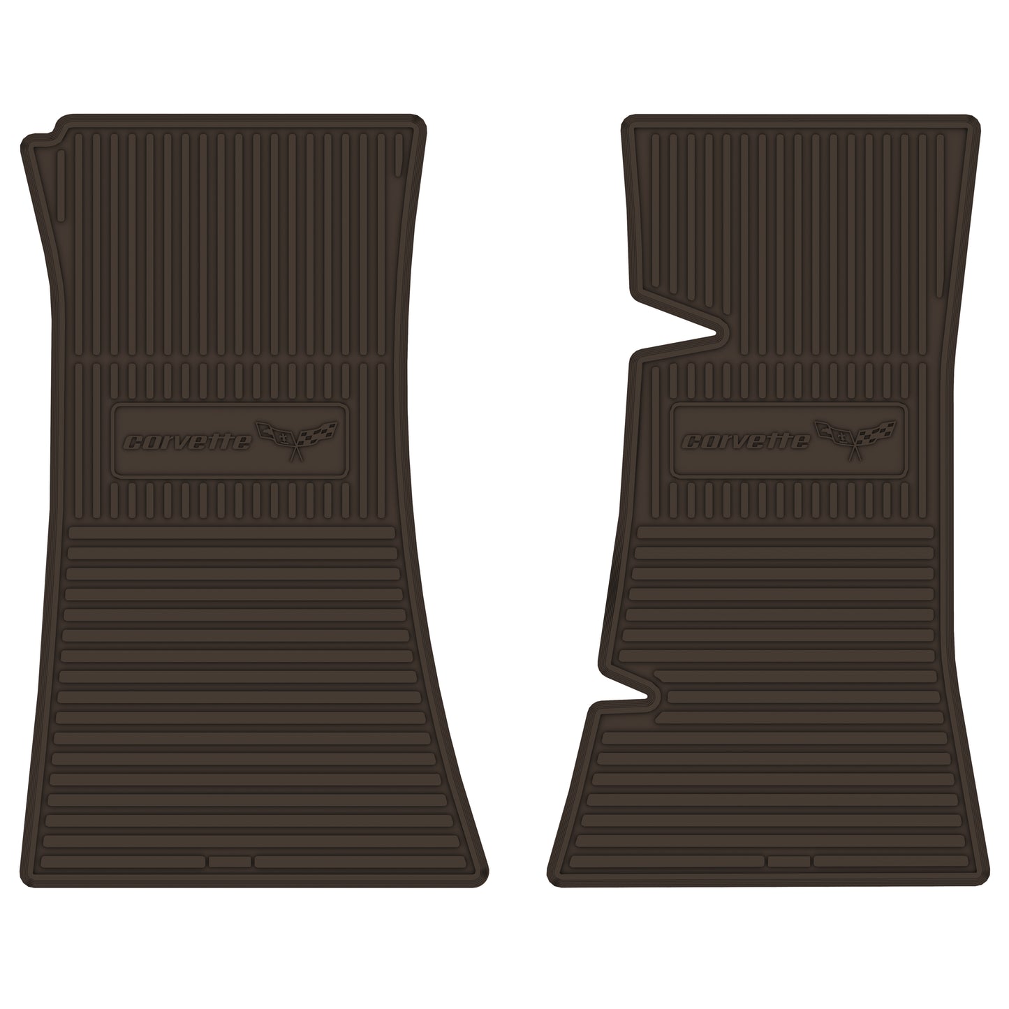 77-79 CHEVROLET 'CORVETTE W/ FLAG' FLOOR MATS - BROWN