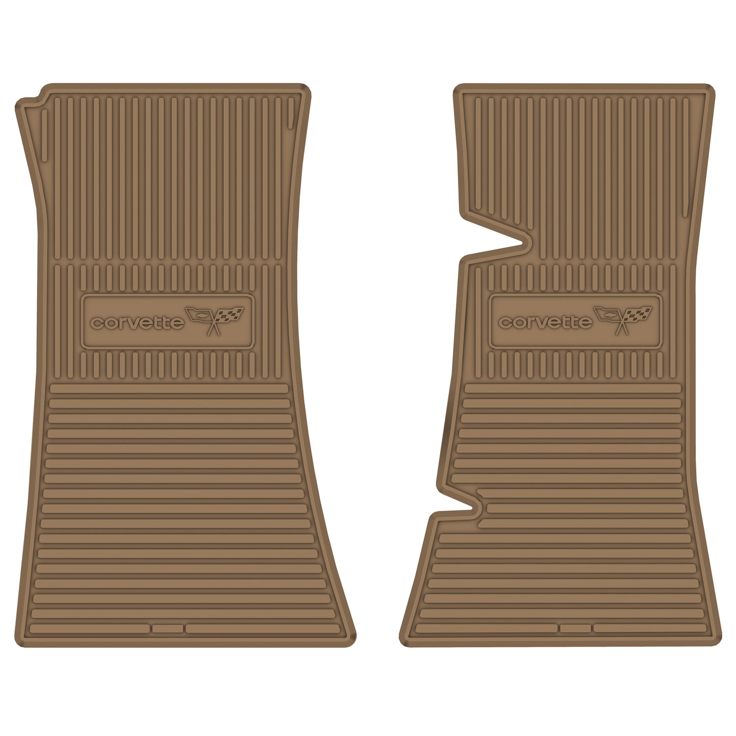 82 CHEVROLET 'CORVETTE W/ FLAG' FLOOR MATS - TAN