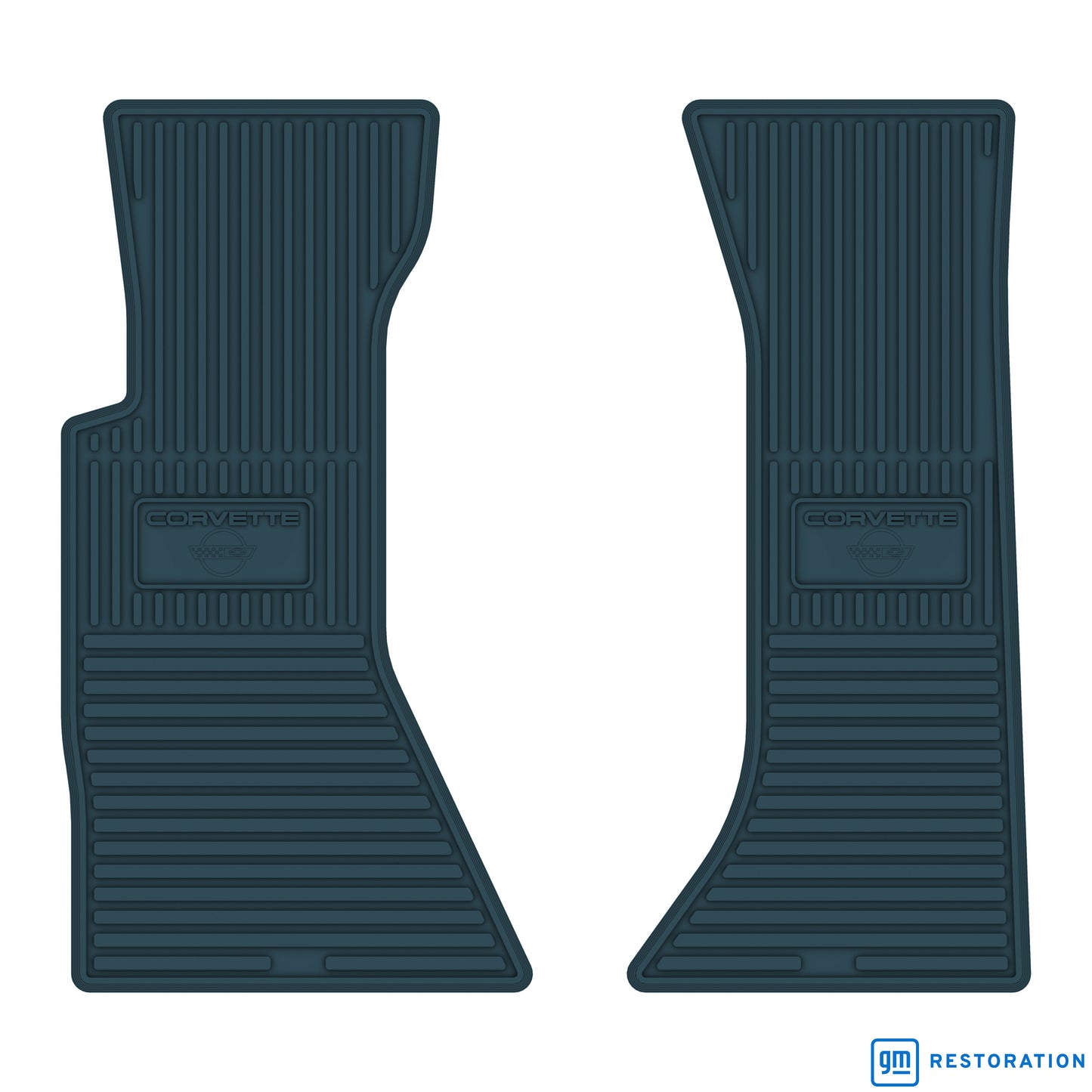 84-89 CHEVROLET 'CORVETTE W/ FLAG' FLOOR MATS - TURQUOISE