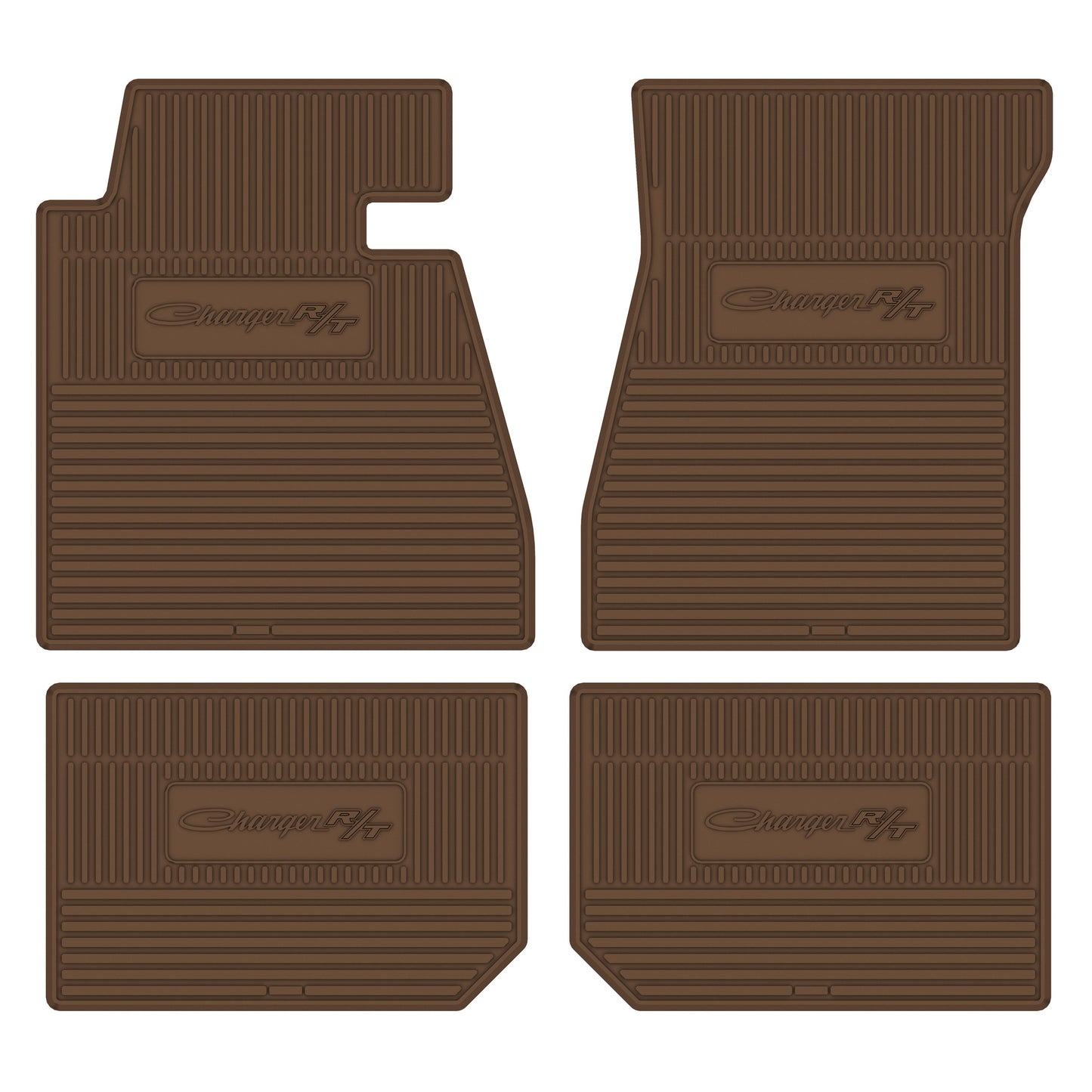 68-70 DODGE 'CHARGER R/T' FLOOR MATS W/ AUTOMATIC TRANSMISSION - SADDLE