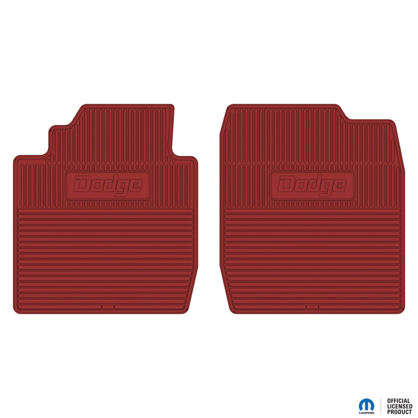 81-93 DODGE '2WD' TRUCK VINYL FLOORMATS W/ DODGE LOGO - RED