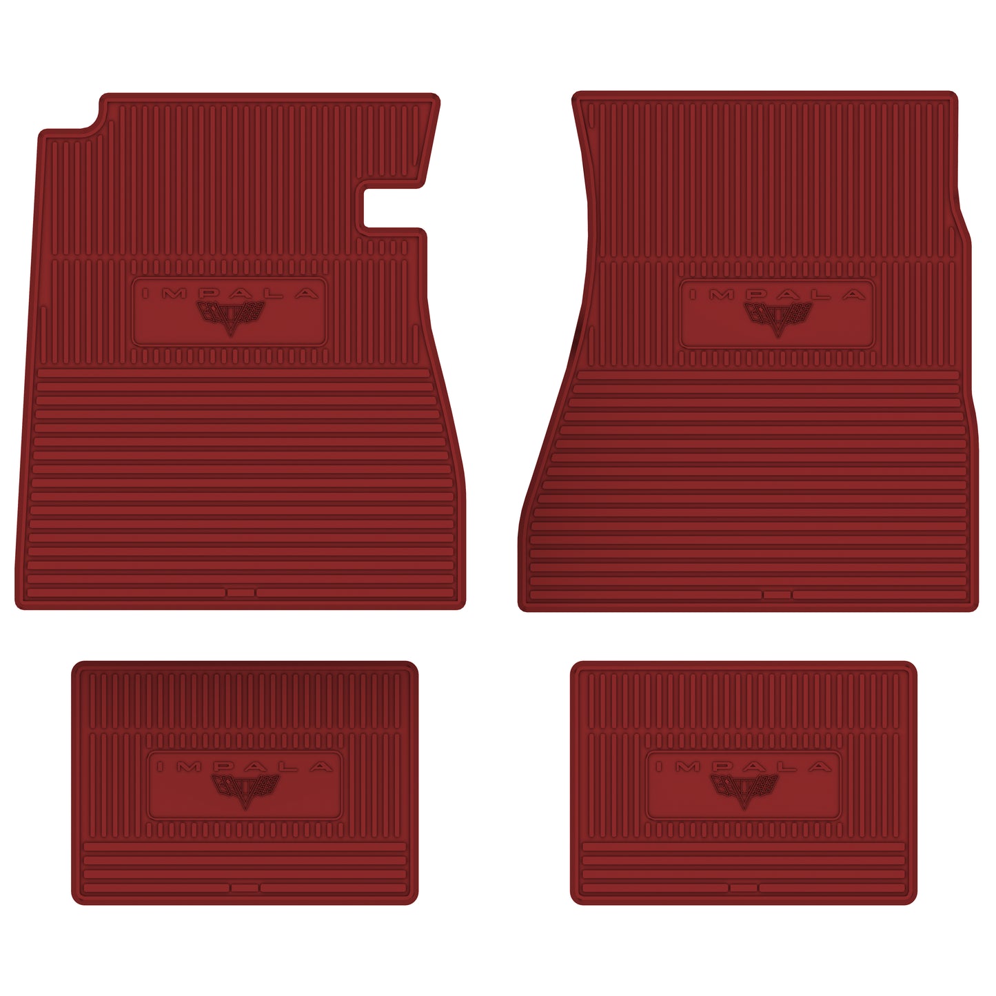 65-66 CHEVROLET 'IMPALA W/ FLAG' FLOOR MATS - RED