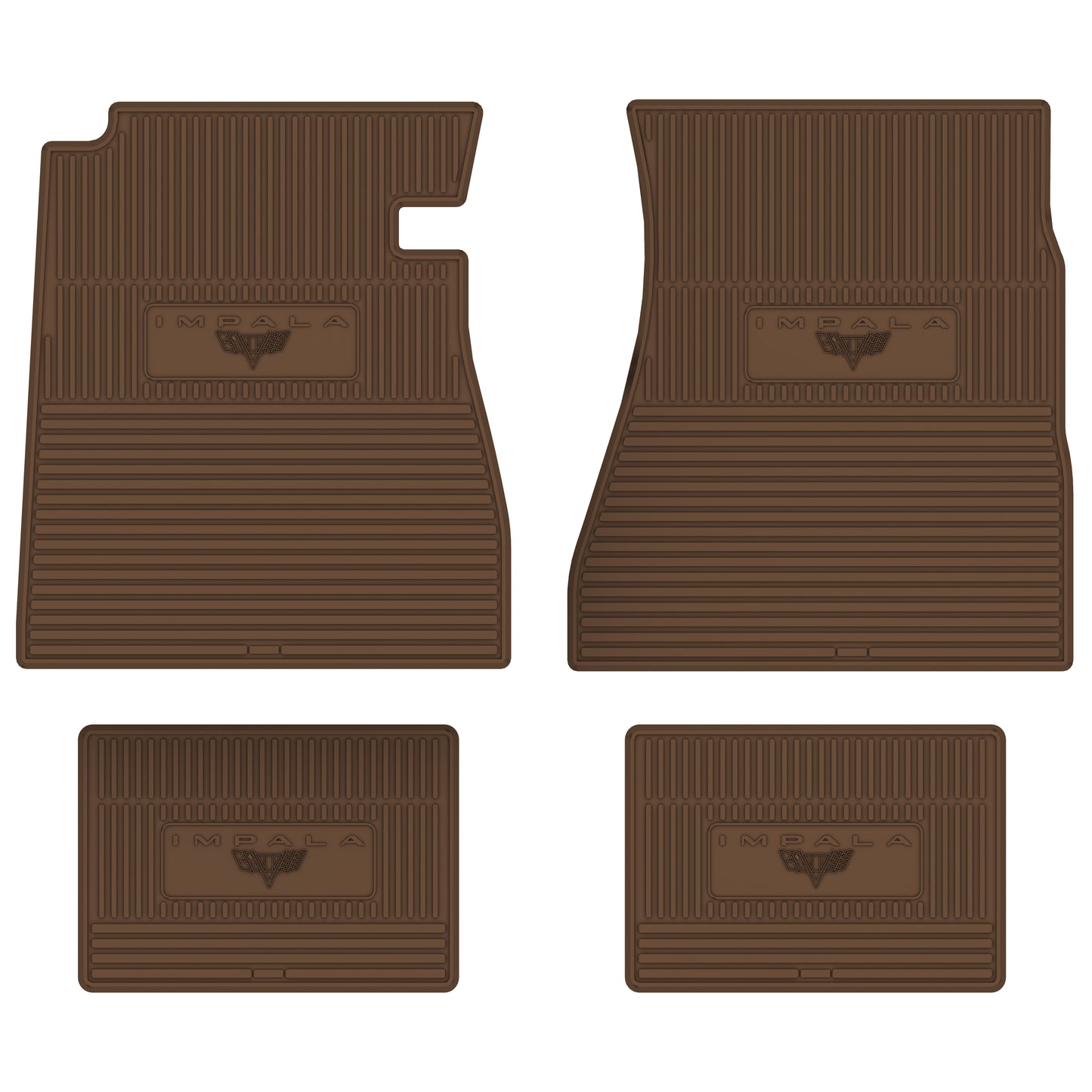 65-66 CHEVROLET 'IMPALA W/ FLAG' FLOOR MATS - SADDLE