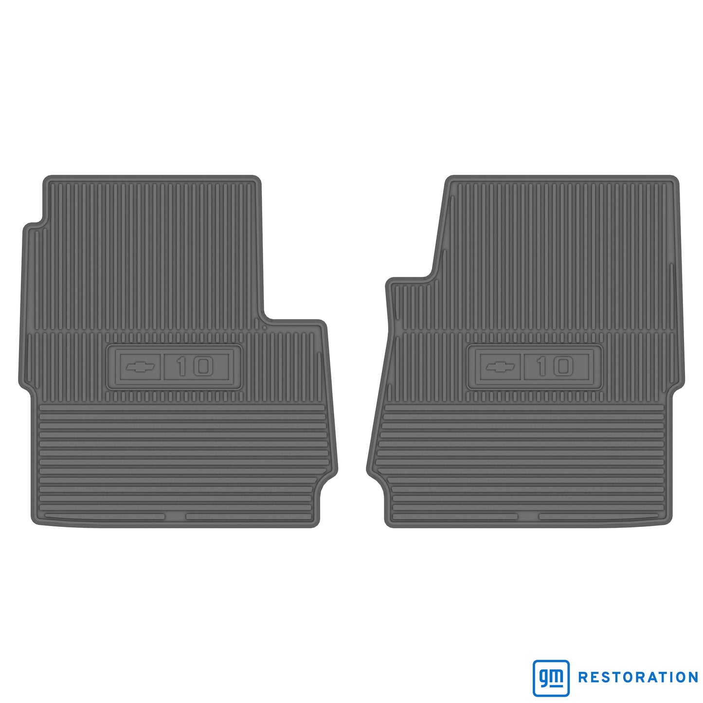 62-66 CHEVROLET TRUCK VINYL FLOORMATS W/ C/10 LOGO (2PC) - GRAY