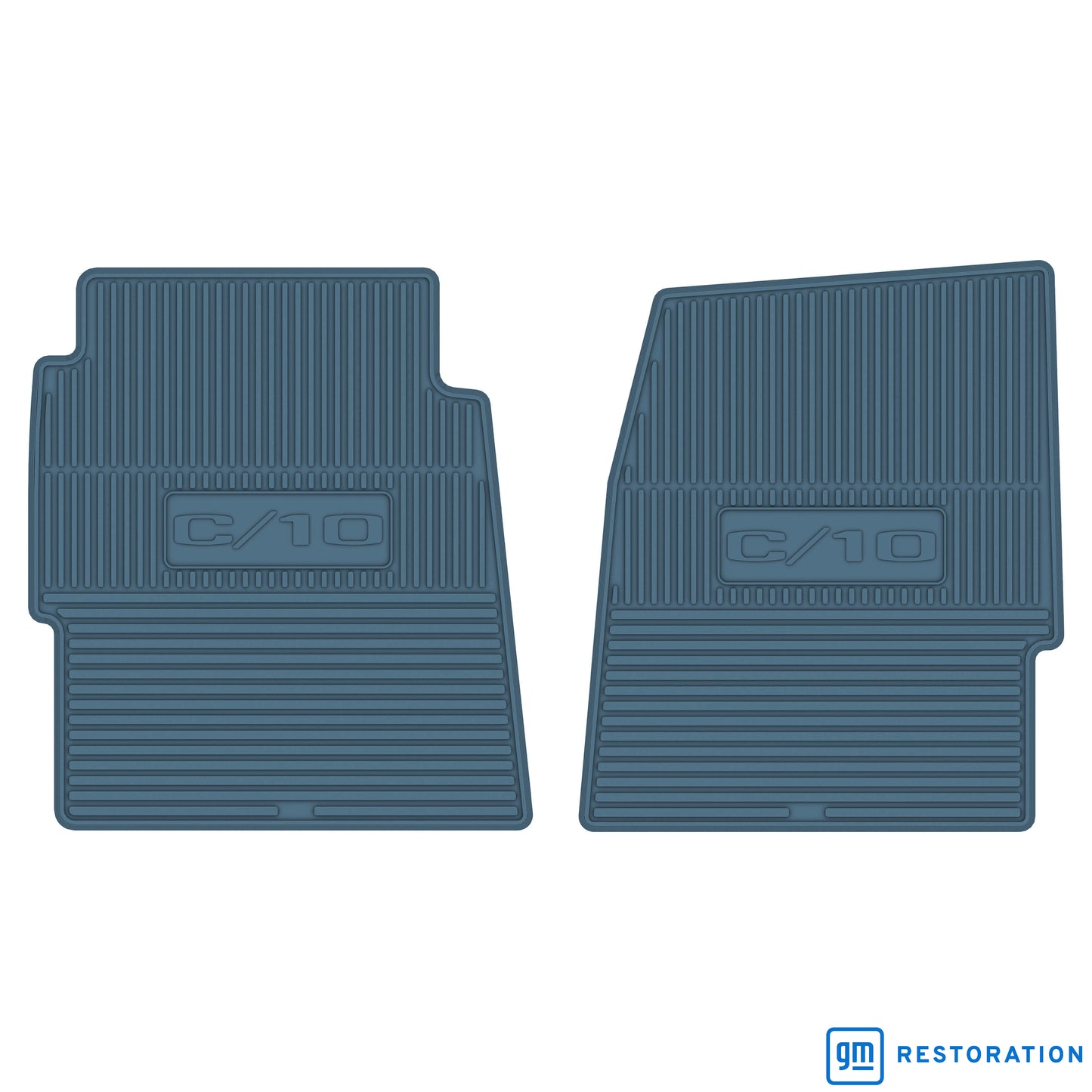 67-72 CHEVROLET TRUCK VINYL FLOORMATS W/ C/10 LOGO (2PC) - MEDIUM BLUE