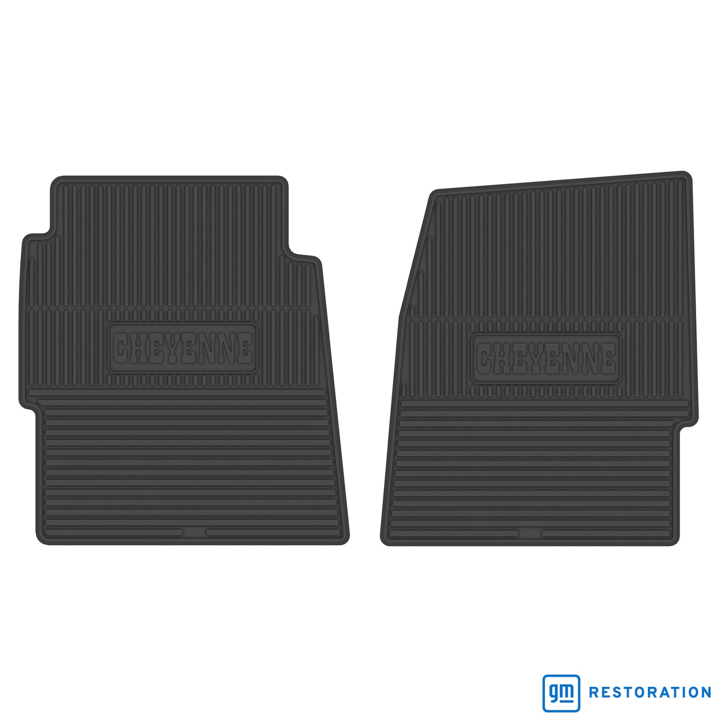 71-72 CHEVROLET TRUCK VINYL FLOORMATS W/ CHEYENNE LOGO (2PC) - BLACK