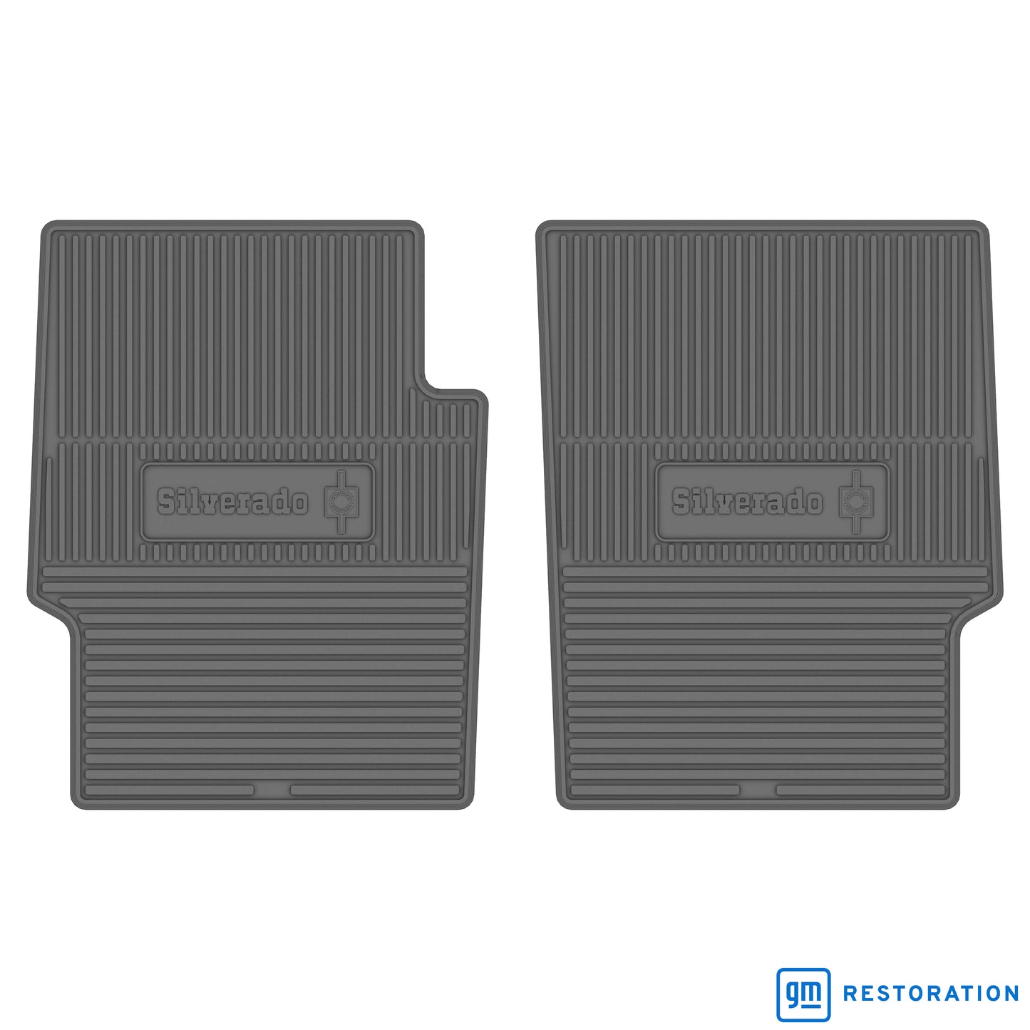 75-80 CHEVROLET TRUCK VINYL FLOORMATS W/ SILVERADO LOGO (2PC) - GRAY