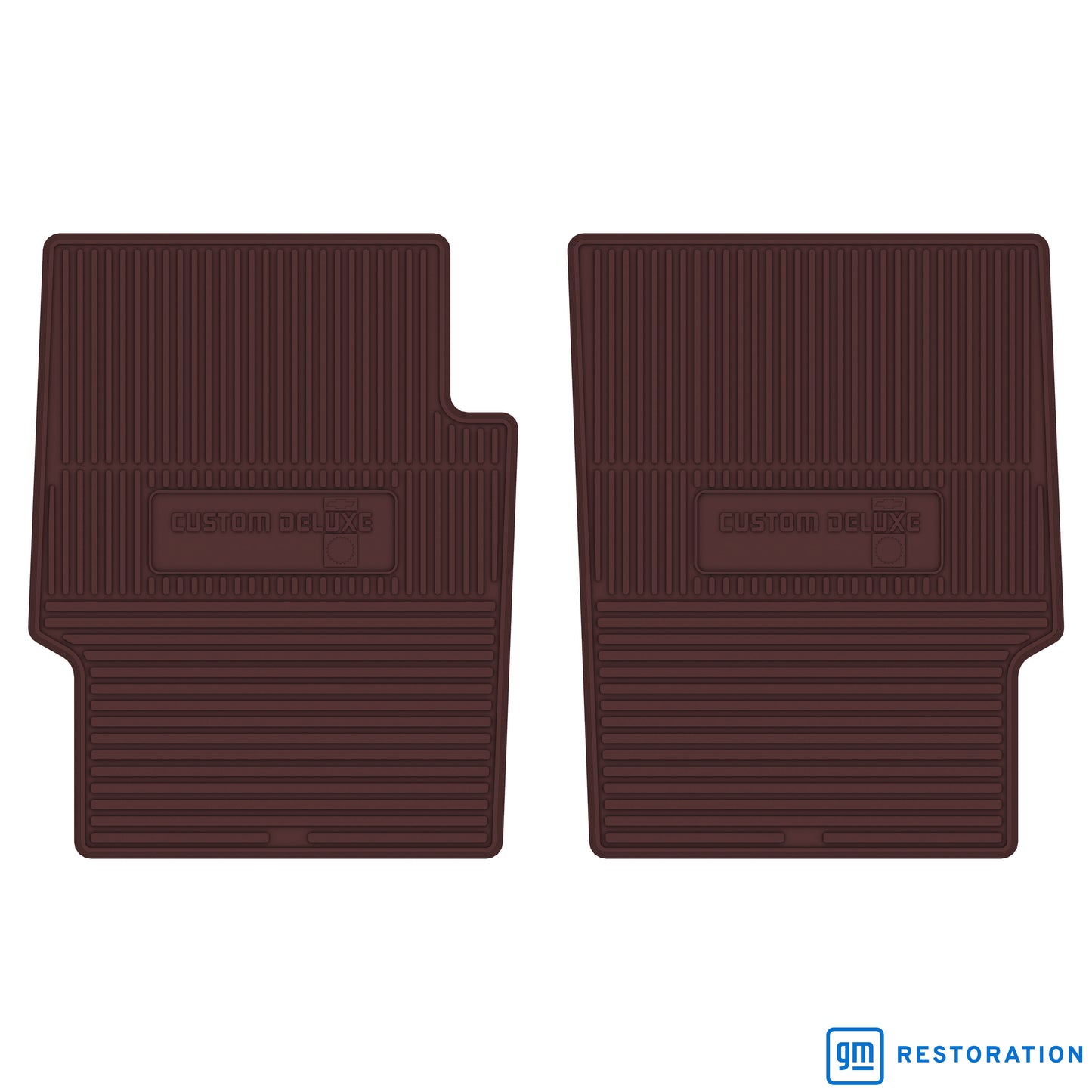 81-88 CHEVROLET TRUCK VINYL FLOORMATS W/ CUSTOM DELUXE LOGO (2PC) - MAROON