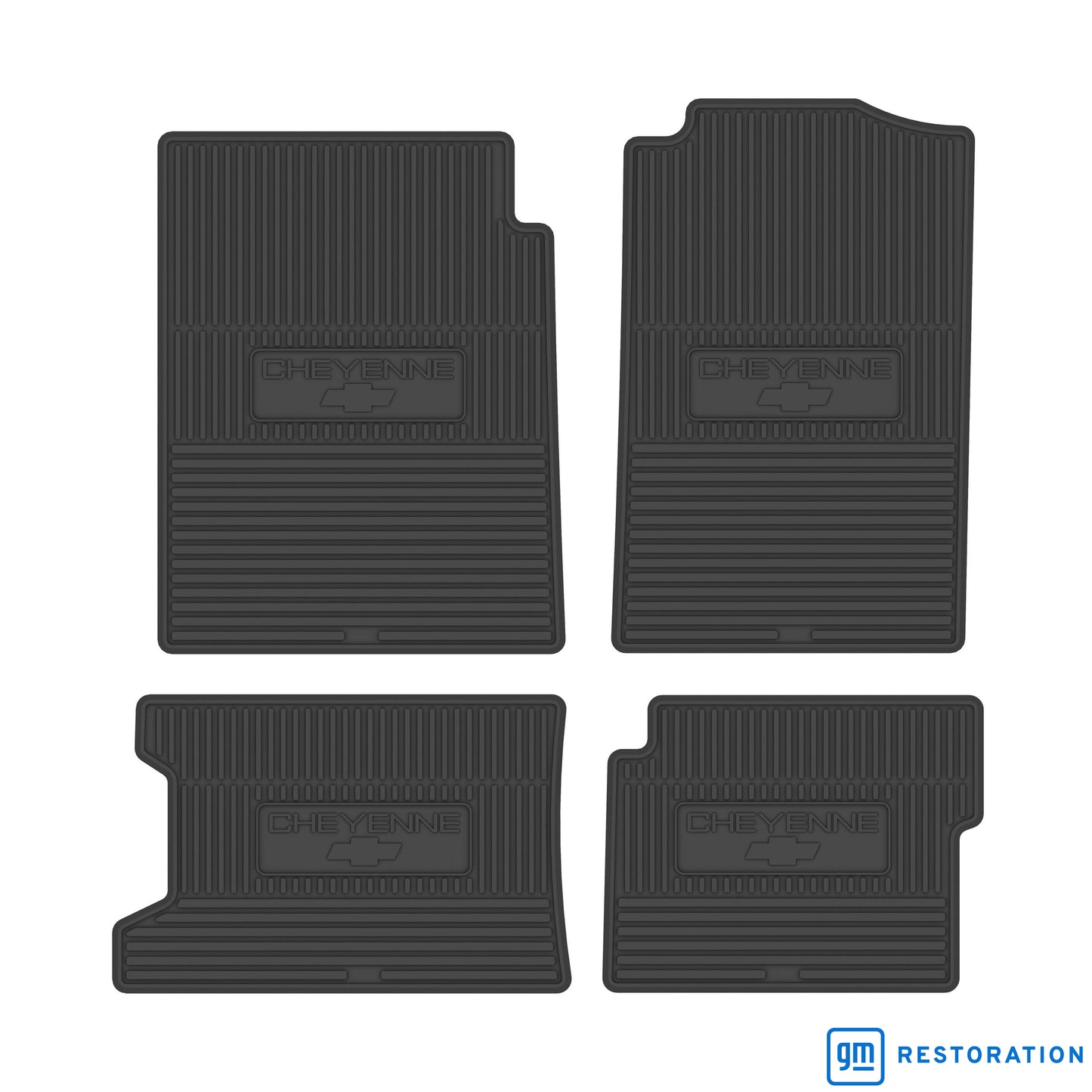 88-98 CHEVROLET TRUCK EXTENDED CAB VINYL FLOORMATS W/ CHEYENNE LOGO (4PC) - BLACK